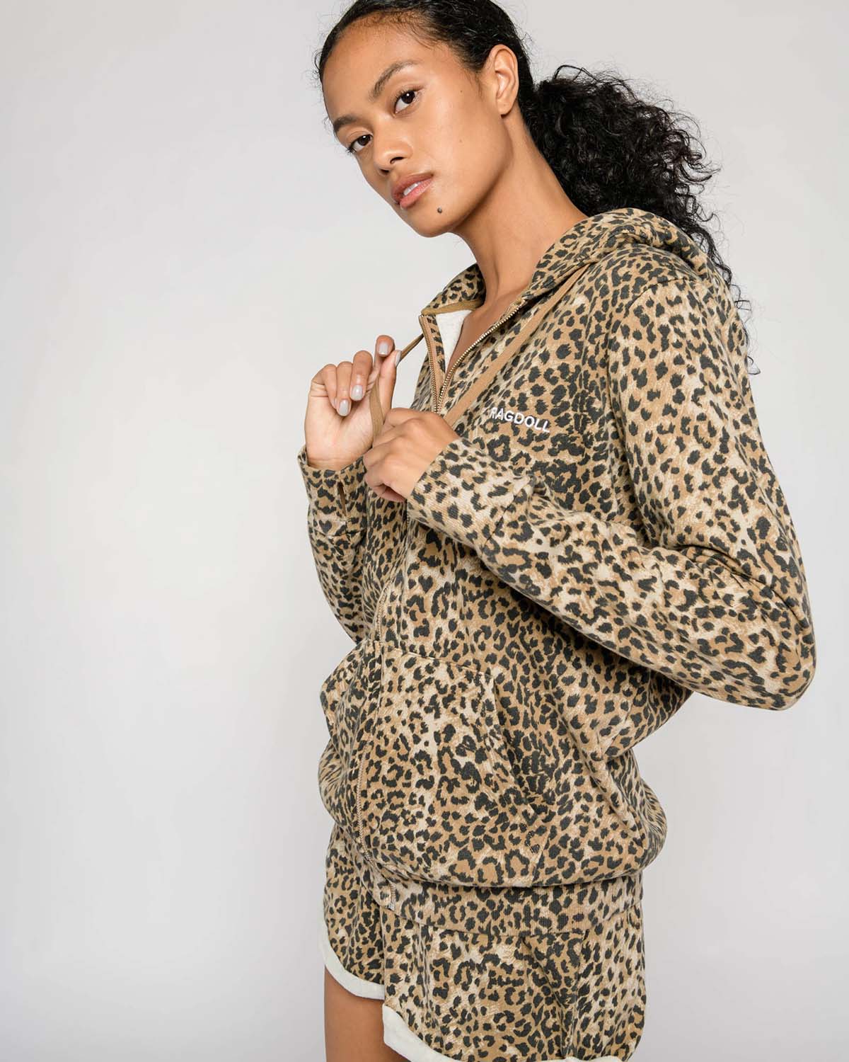 Image du produit Ragdoll LA Oversized Hoodie W/Zip - Brown Leopard - 3