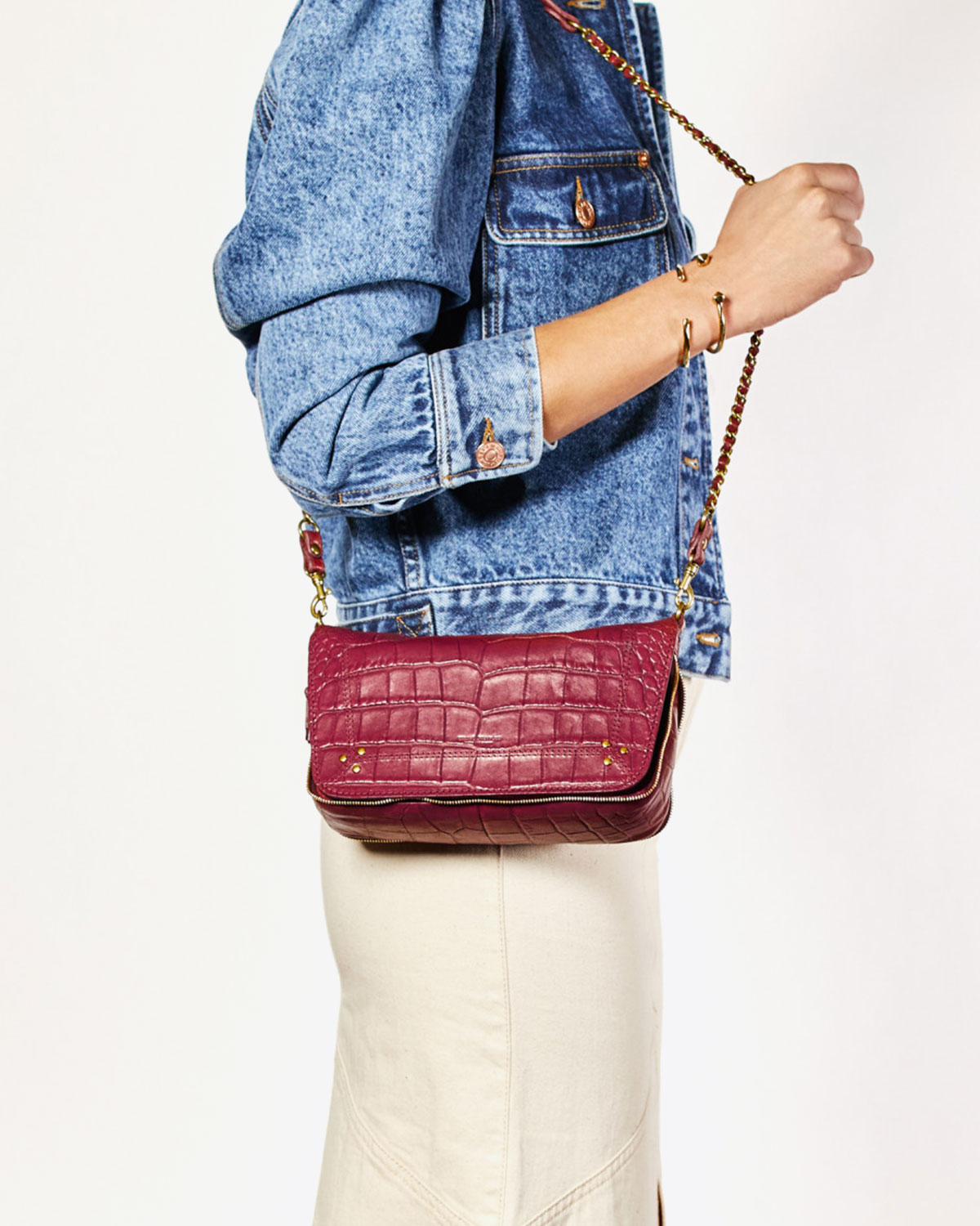 Image du produit Jérôme Dreyfuss Sac Bobi S – Cuir Croco Bordeaux - 6