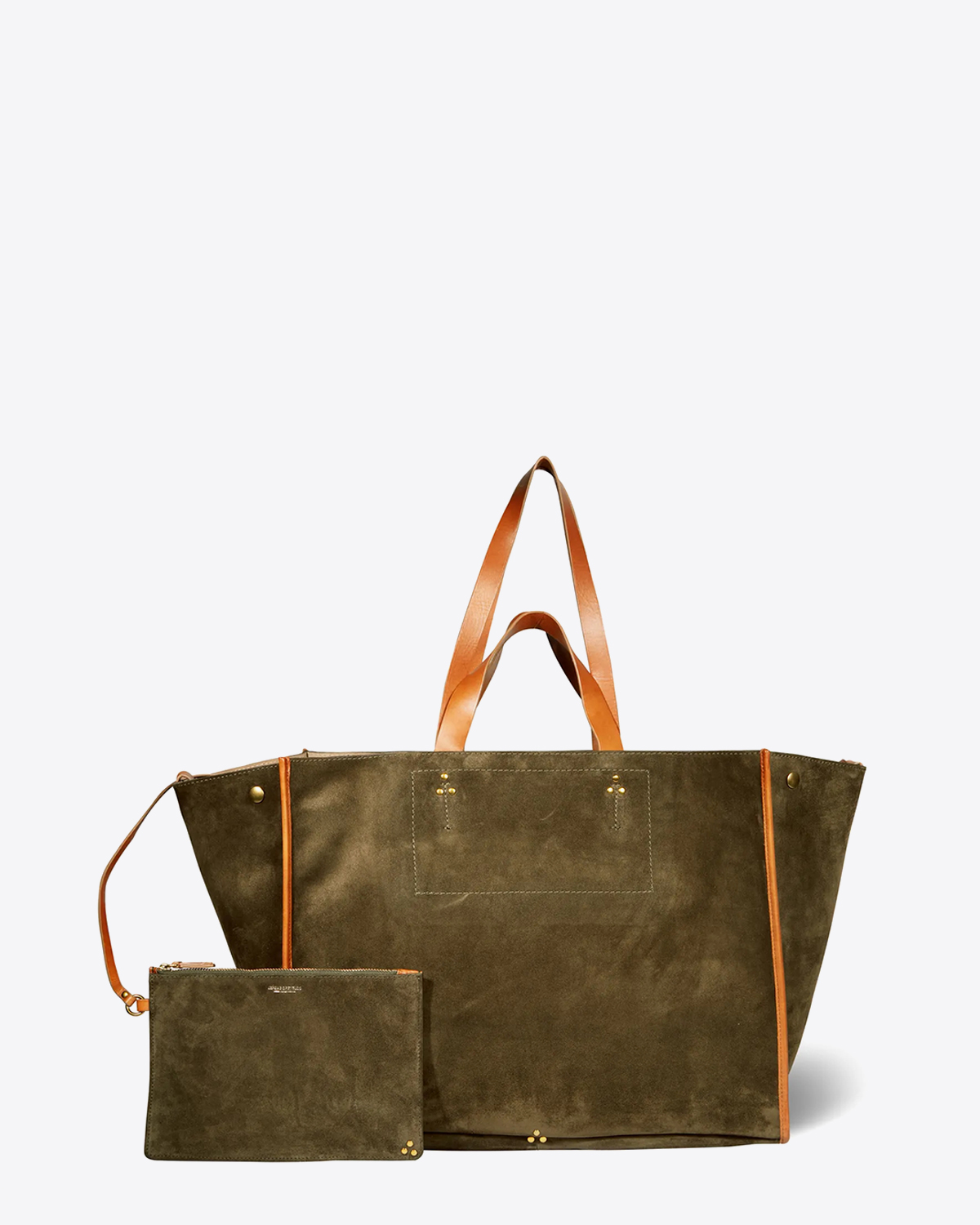 Sac cabas Léon large Split suede olive Jérôme Dreyfuss.