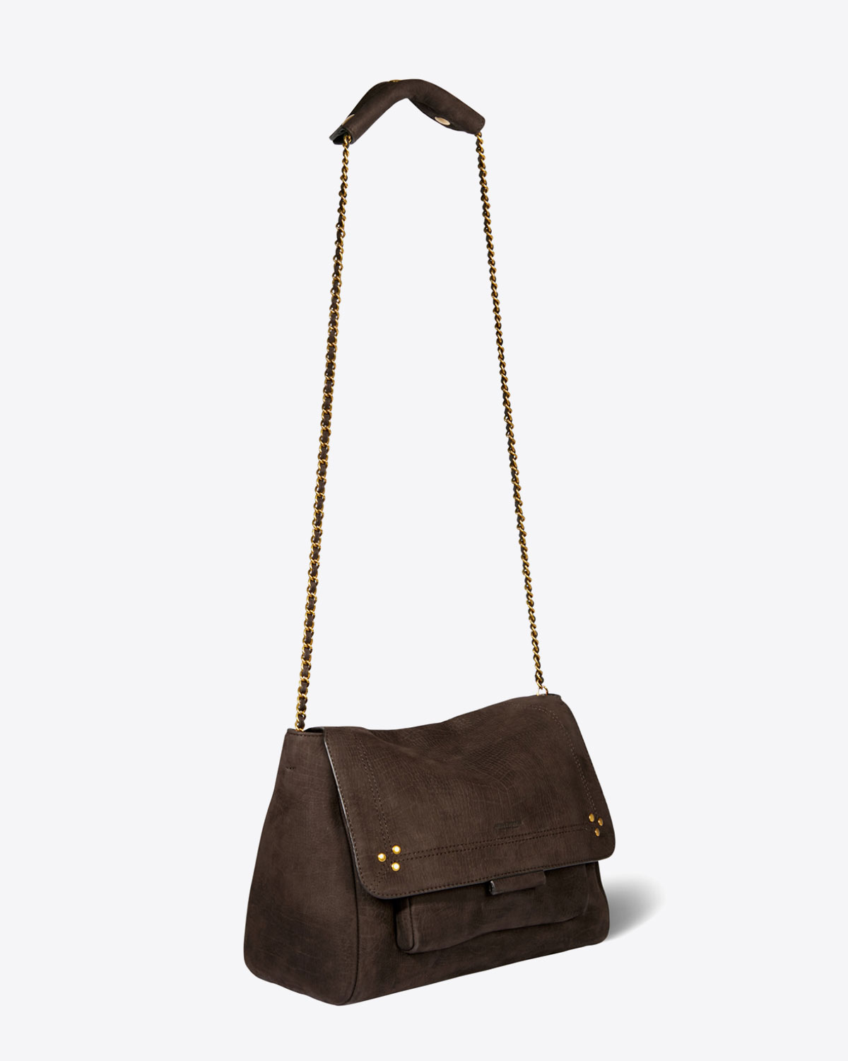 Sac Lulu L croco moka Jérôme Dreyfuss. Longue chaine dorée.