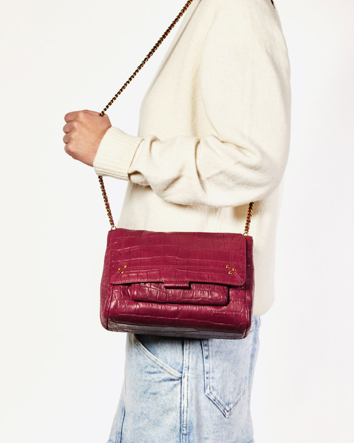 Image du produit J&eacute;r&ocirc;me Dreyfuss Collection Sac Lulu M Lambskin Croco Bordeaux   - 7