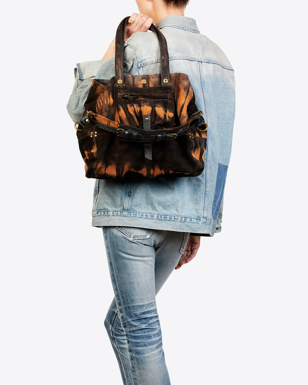 J r me Dreyfuss Sac Billy M Split Suede Tie Dye Corail