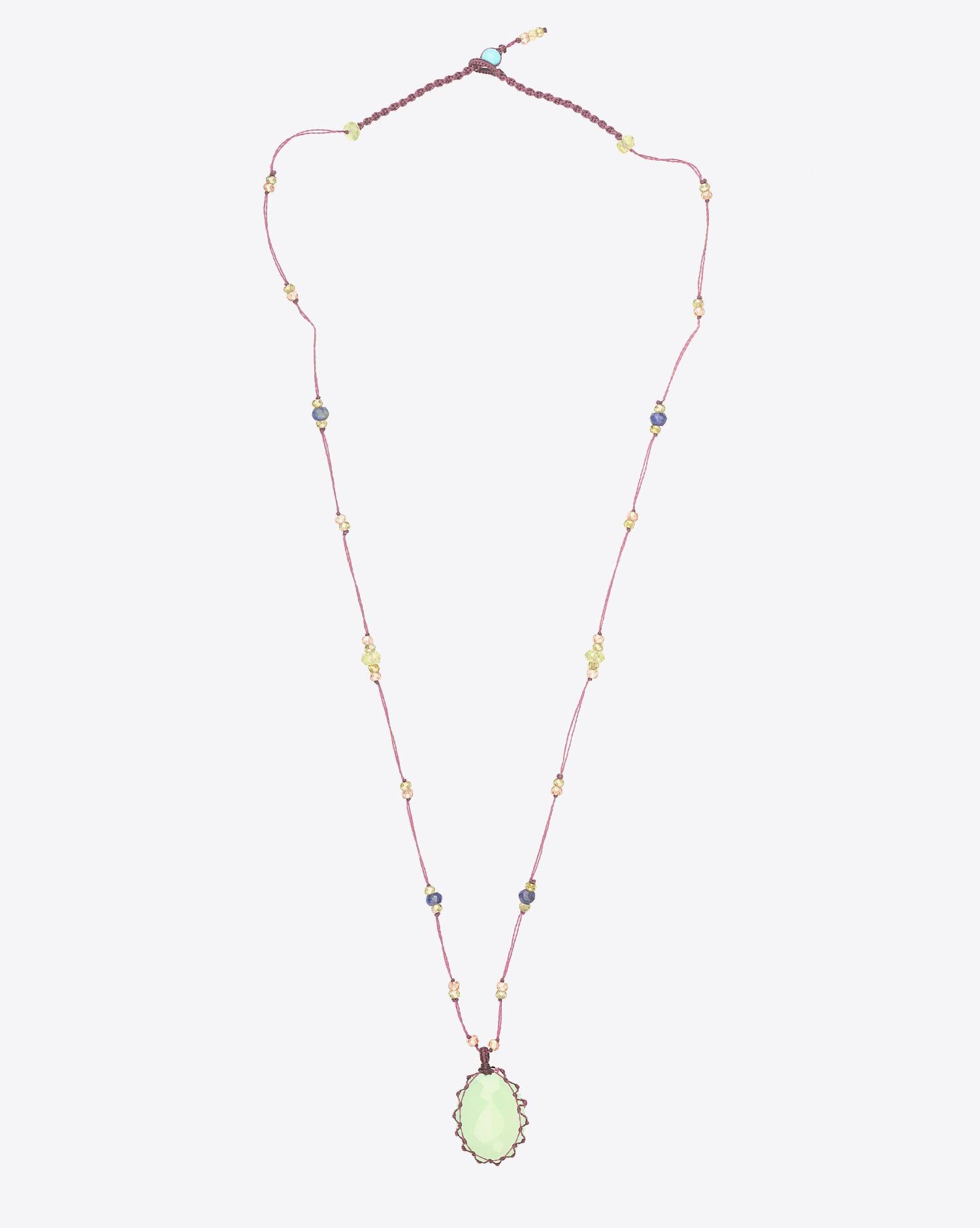 Sharing Collier Court TIBETAN - Green Chalcedony  