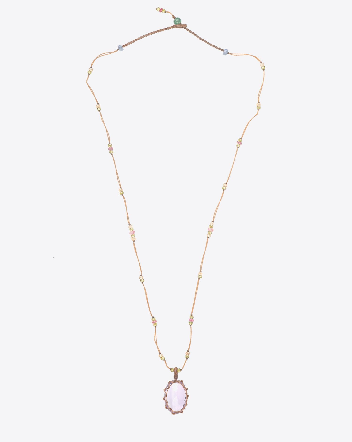 Sharing Collier Court TIBETAN Sur Cordon Tabac - Amethyste  