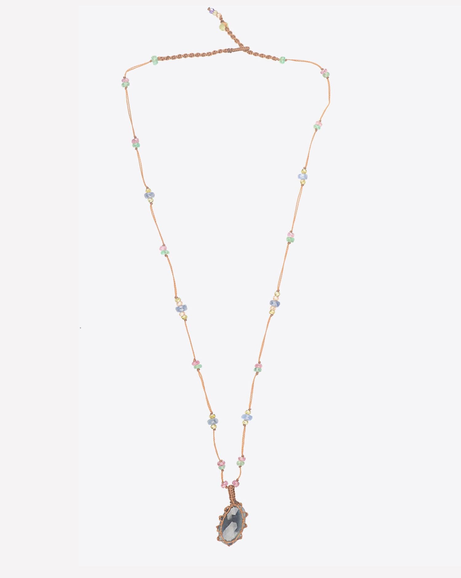 Sharing Collier Court TIBETAN Sur Cordon Tabac - Corundum  