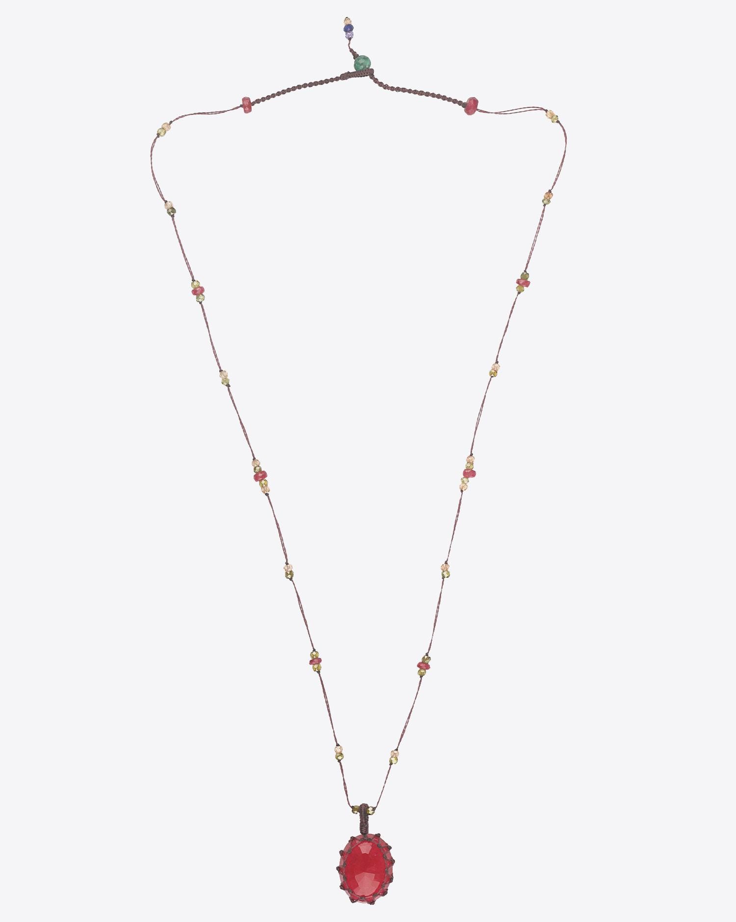 Sharing Collier Court TIBETAN Sur Cordon Aubergine - Rubelite Pink  