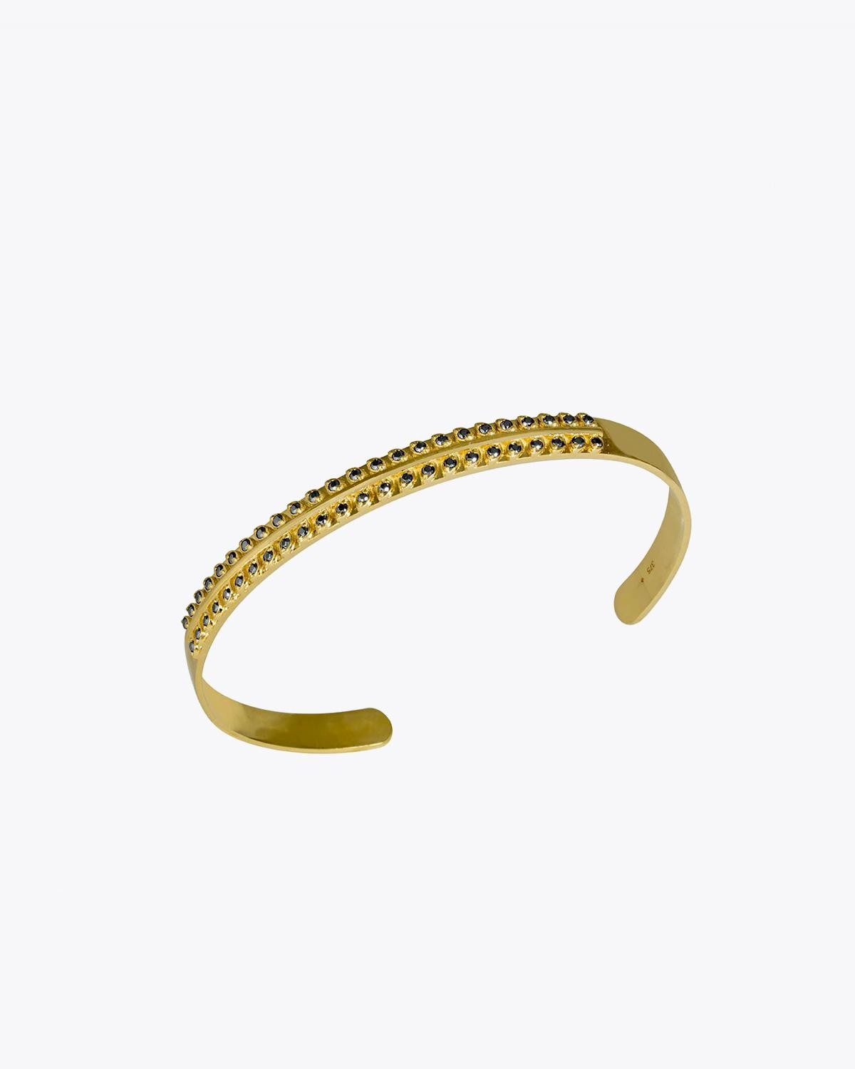 Feidt Bangle Feuillage - Or Jaune 9K et Saphirs Gris