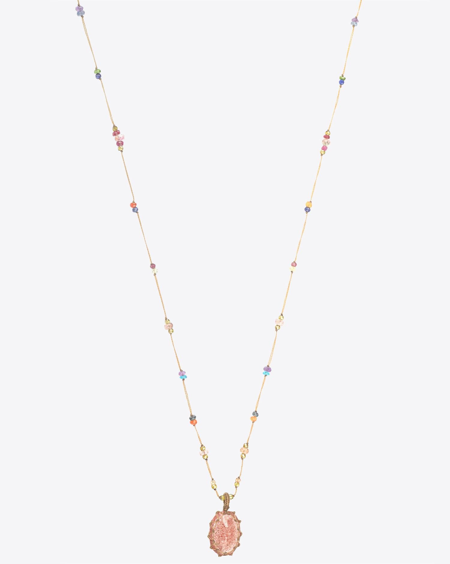 Sharing Collier Long TIBETAN - Strawberry Quartz  