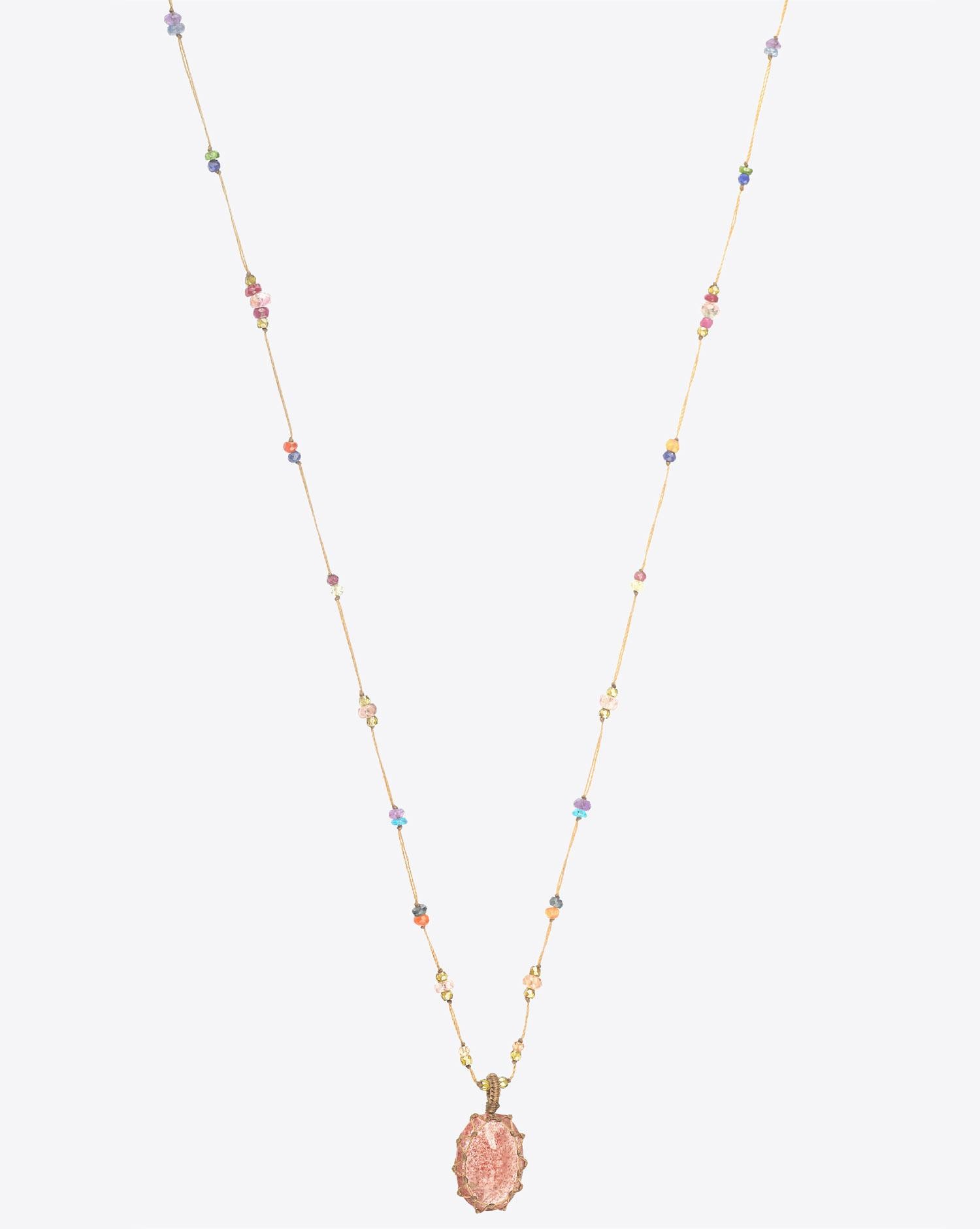 Sharing Collier Long TIBETAN - Strawberry Quartz  