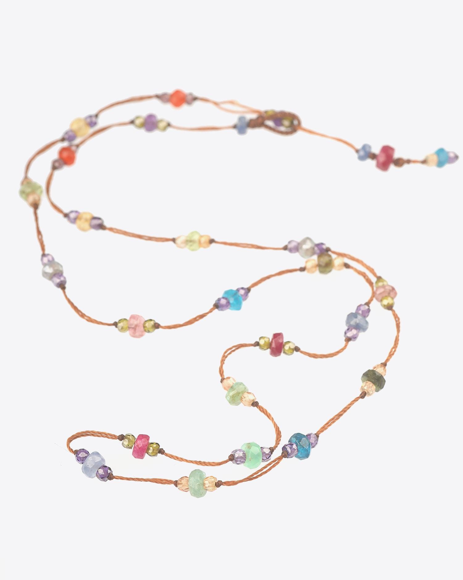 Sharing Bracelet 3 ToursCollier Court LOOPY SPARKLY - Cordon Tabac