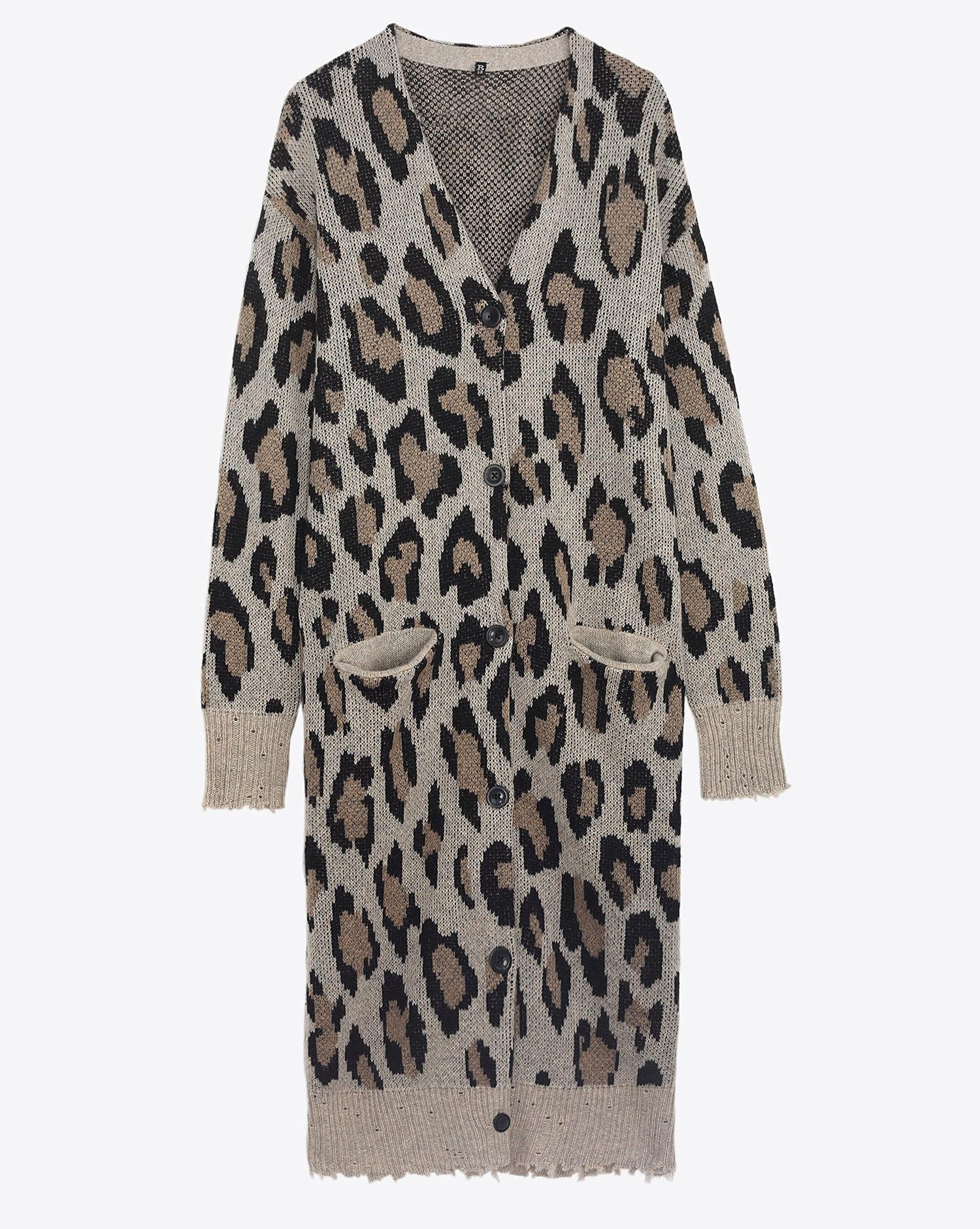 Image du produit R13 Denim Permanent Long Leopard Cardigan - Leopard