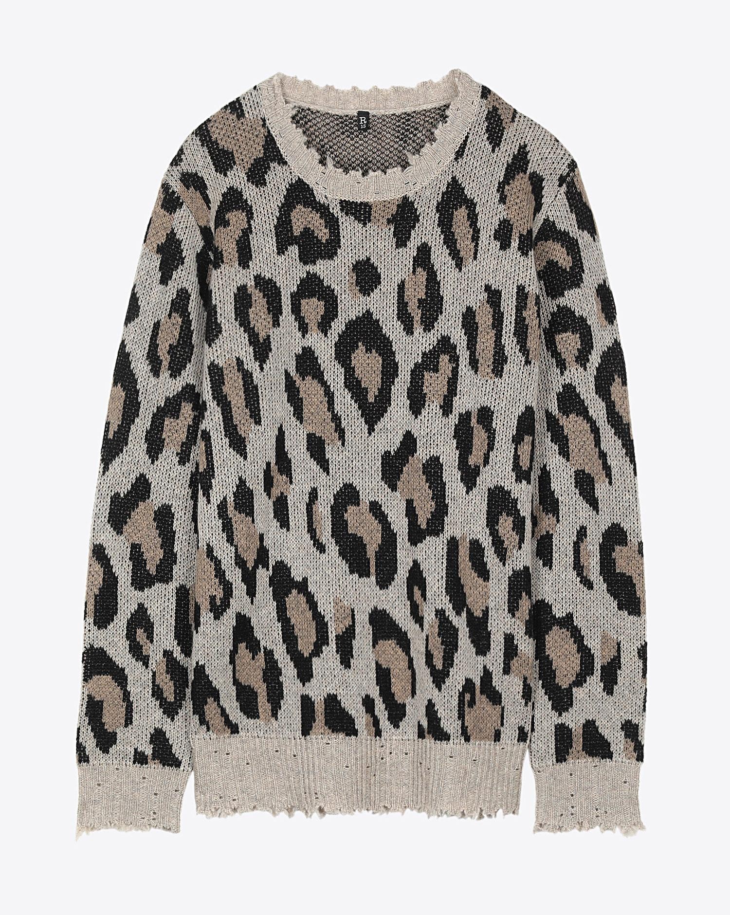 Leopard print v deals neck sweatshirt
