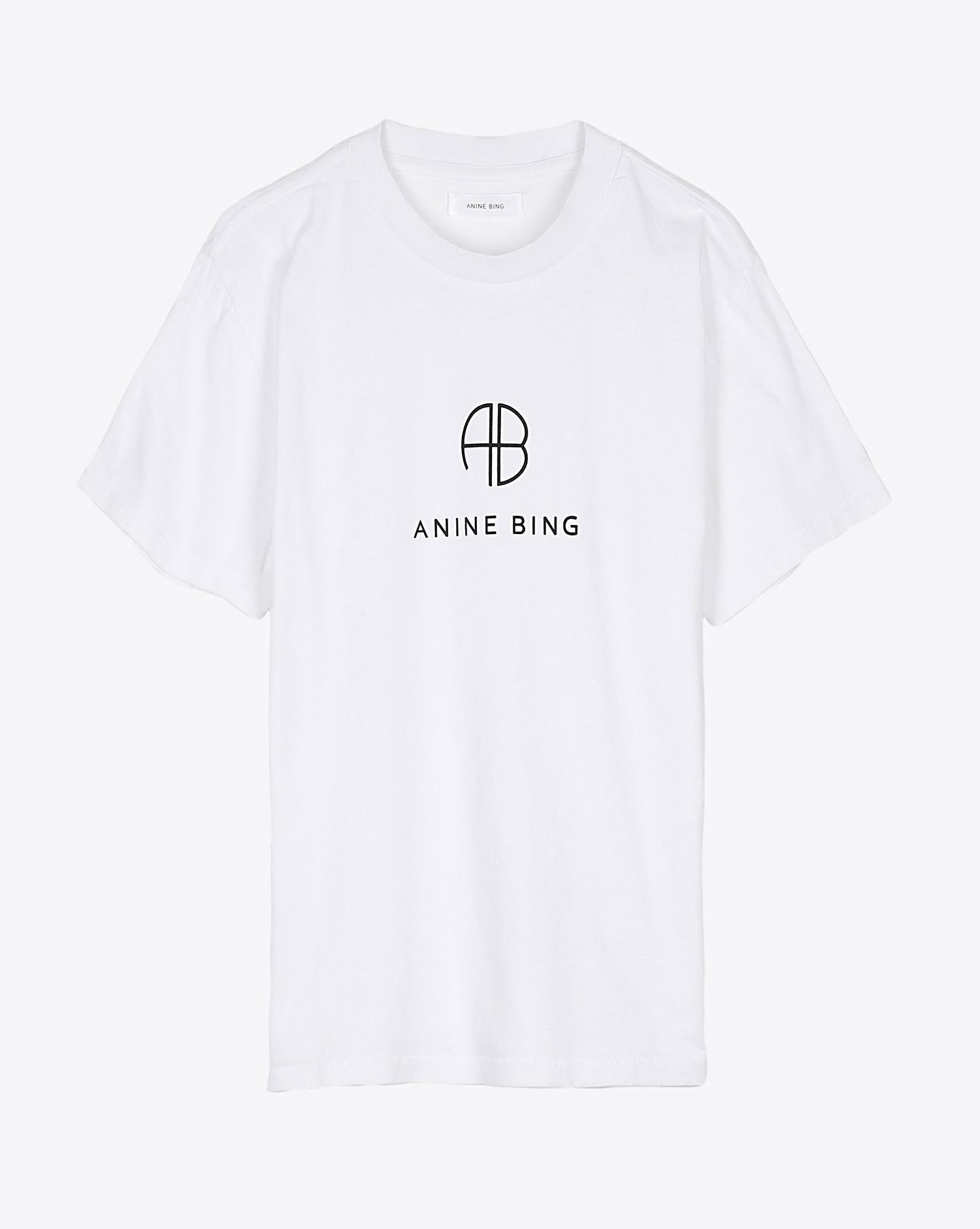 Anine Bing Hudson Tee Monogram - Optic White  