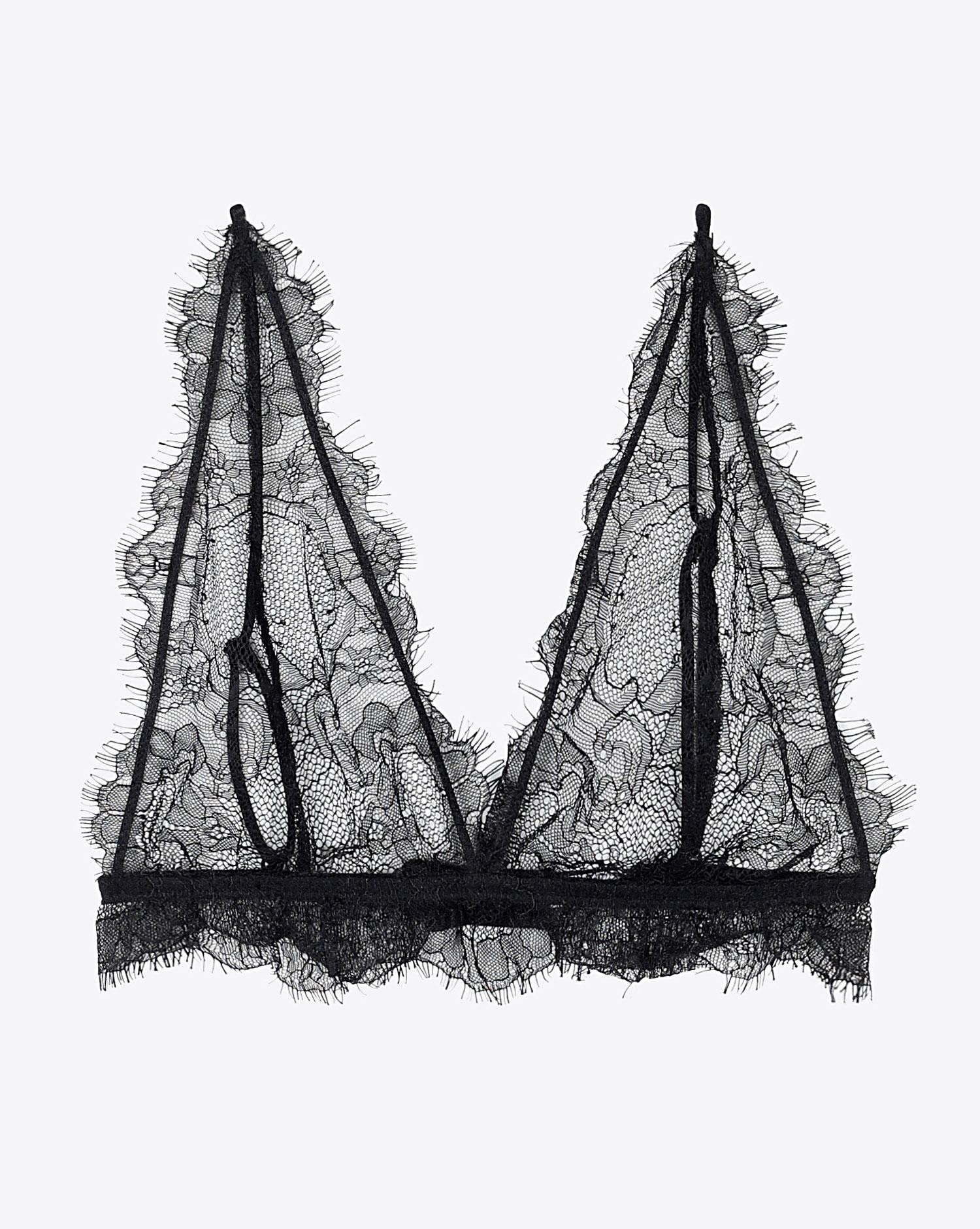 Anine Bing Permanent Delicate Lace Bra - Black 