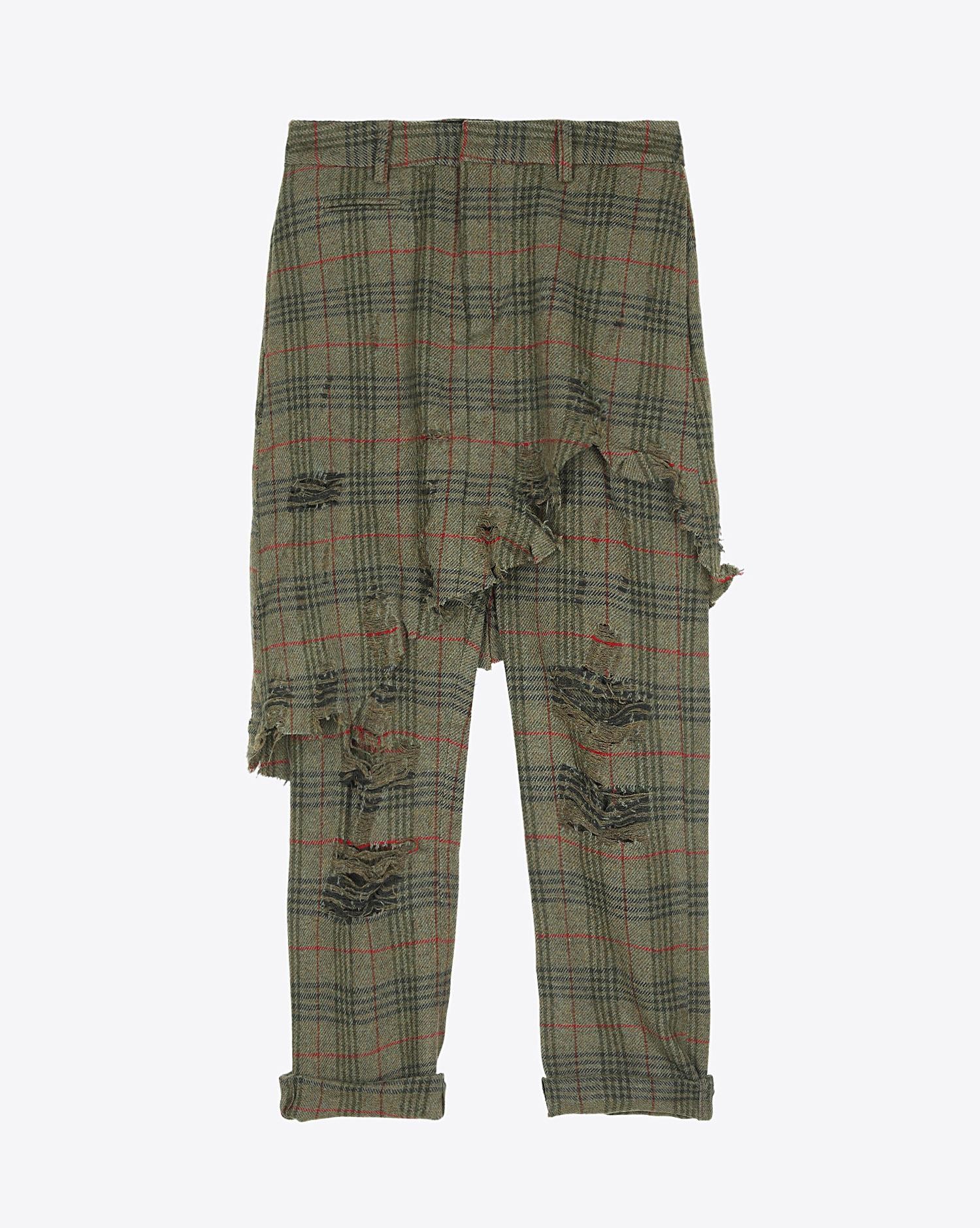 Image du produit R13 Denim Collection Double Classic Trouser - Green Plaid