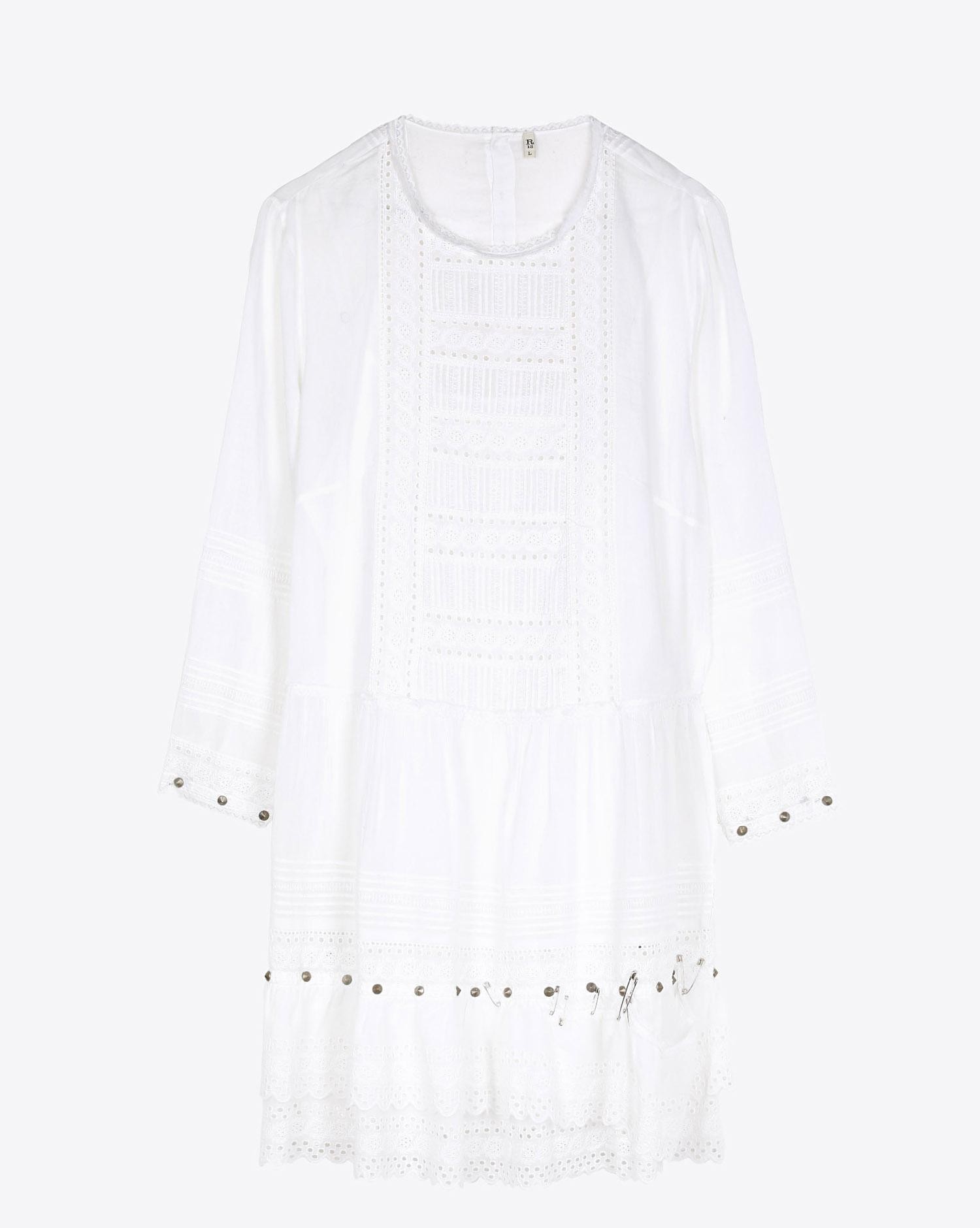 Image du produit R13 Denim Pré-Collection Lacy Gauze Dress - White