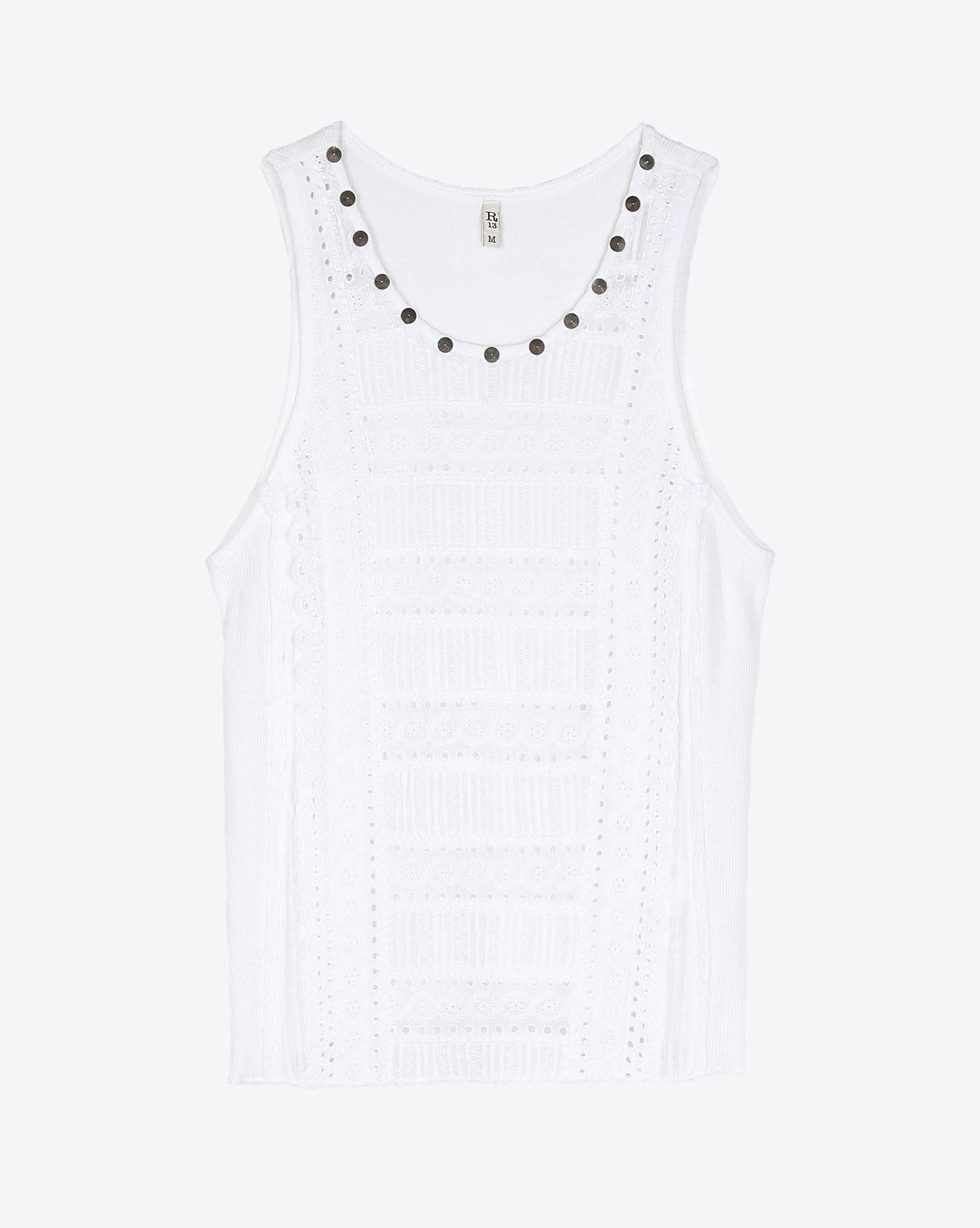 Image du produit R13 Denim Pré-Collection Lacy Gauze Tank - White