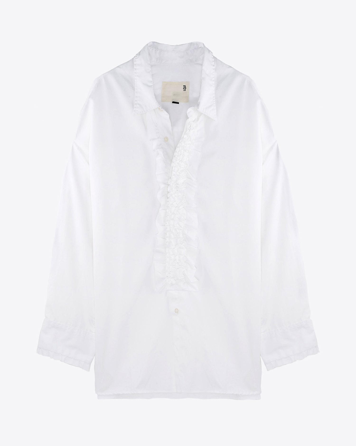 Image du produit R13 Denim Permanent  Drop Neck Tuxedo Shirt - White
