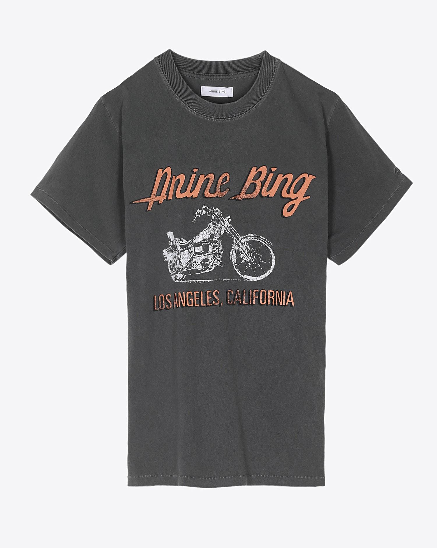 Anine Bing Lili Tee - Gun Powder Motorcycle - Washed Grey 