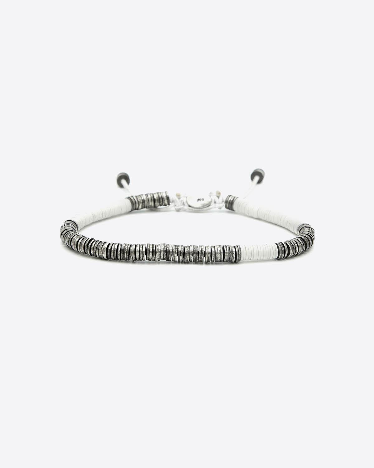 M.Cohen Bracelet Africain Disques Argent et Perles - White  