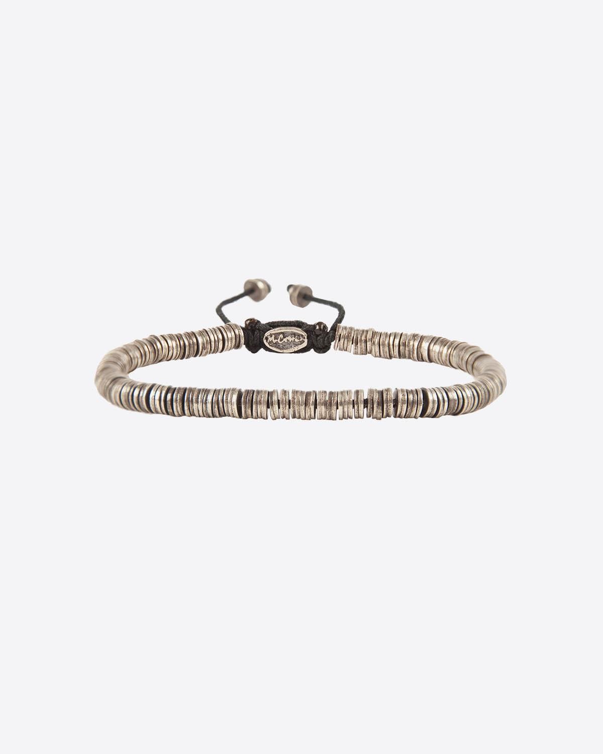 M.Cohen Bracelet Disques Argent Oxydé - Black Cord pour Femme