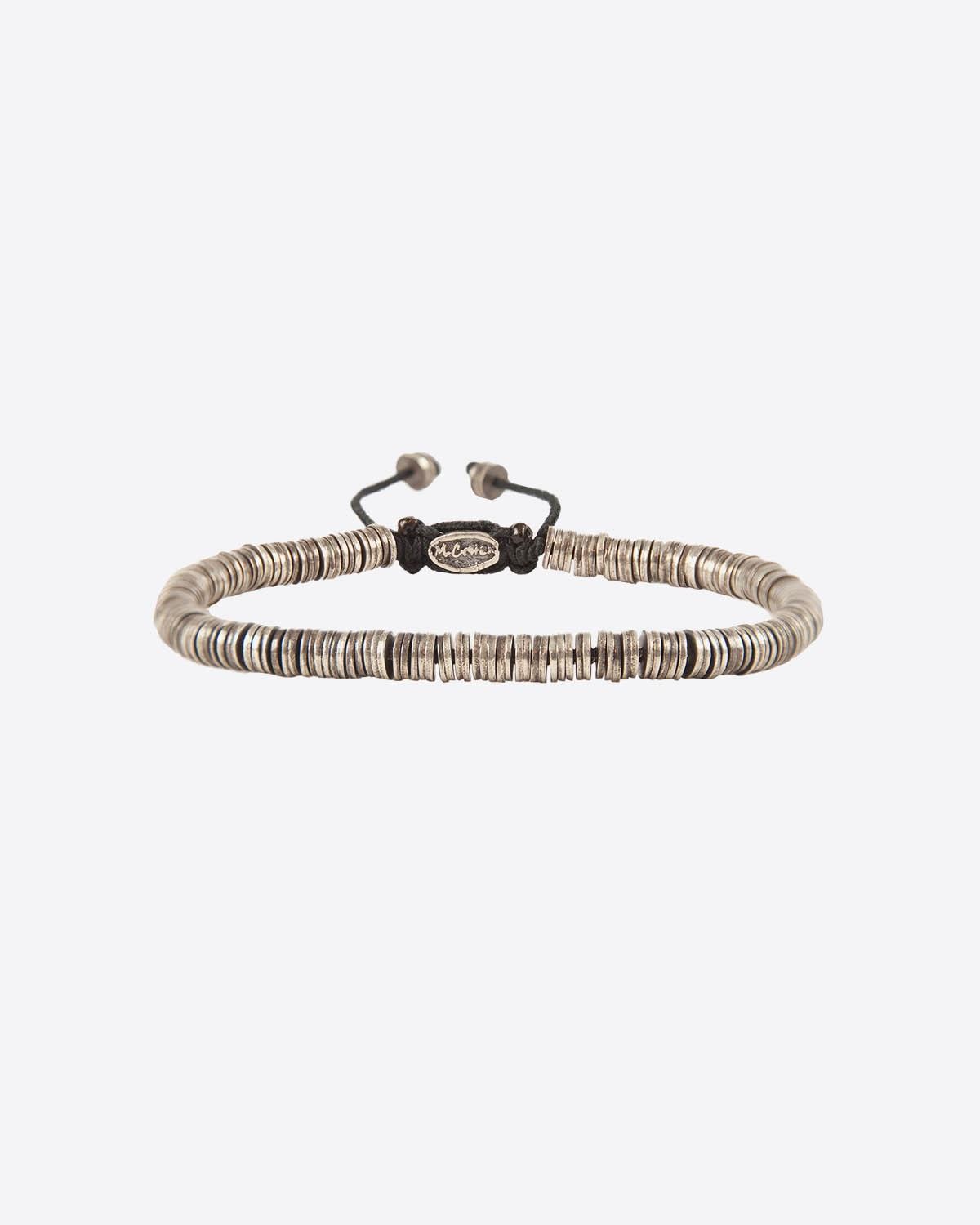 M.Cohen Bracelet Disques Argent Oxydé - Black Cord  