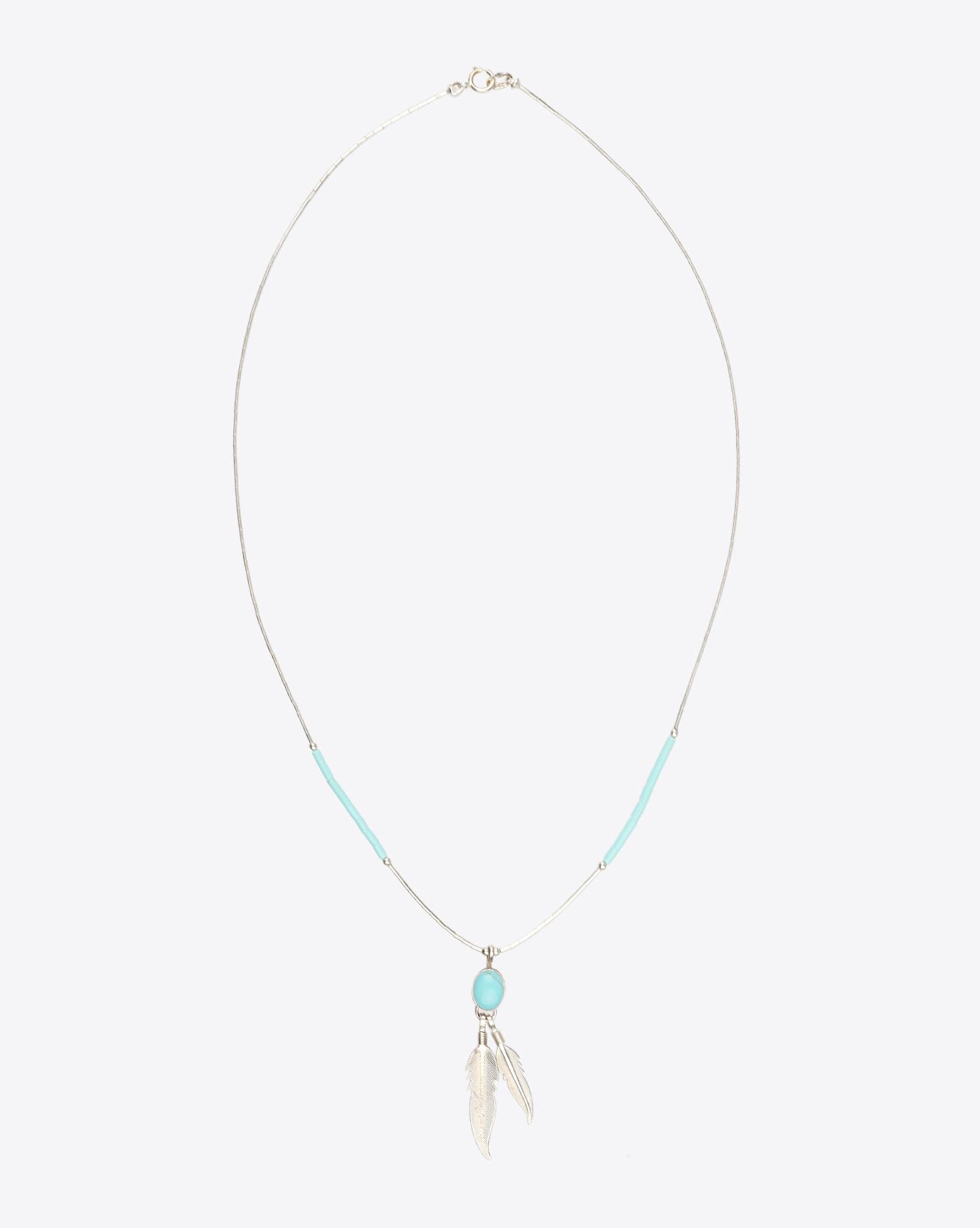 Harpo Collier Perles Bleues + 2 minis plumes