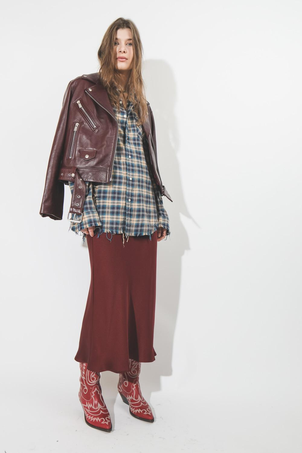 Anine Bing Bar Silk Skirt - Burgundy  