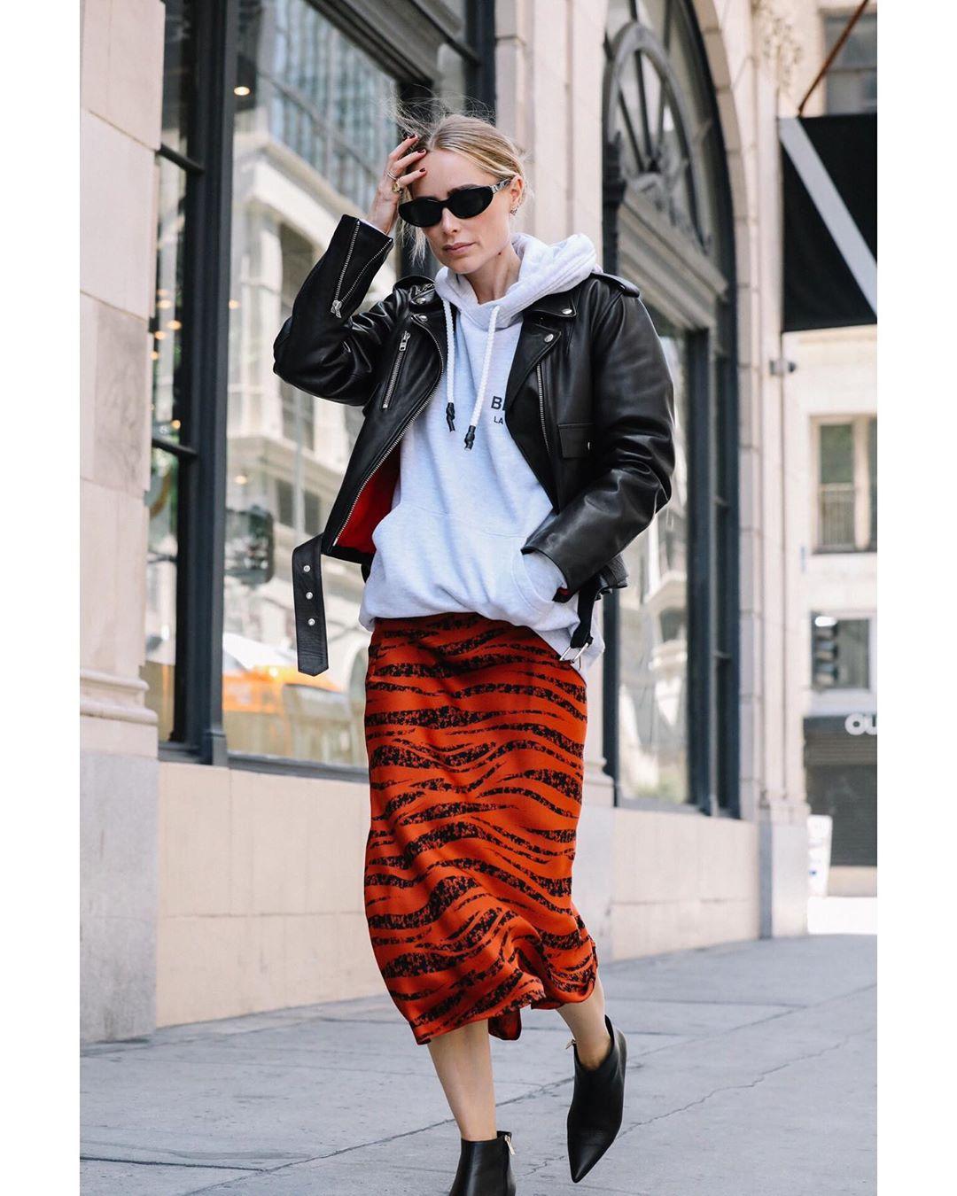 Anine Bing Bar Silk Skirt - Rust Zebra  
