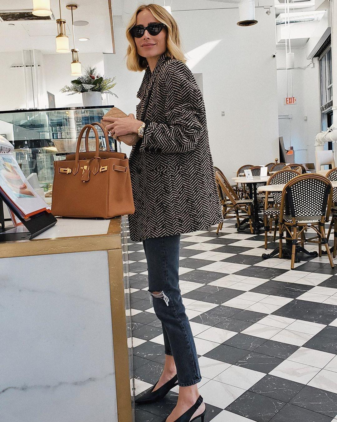 Anine Bing Fishbone Blazer - Cream And Black   