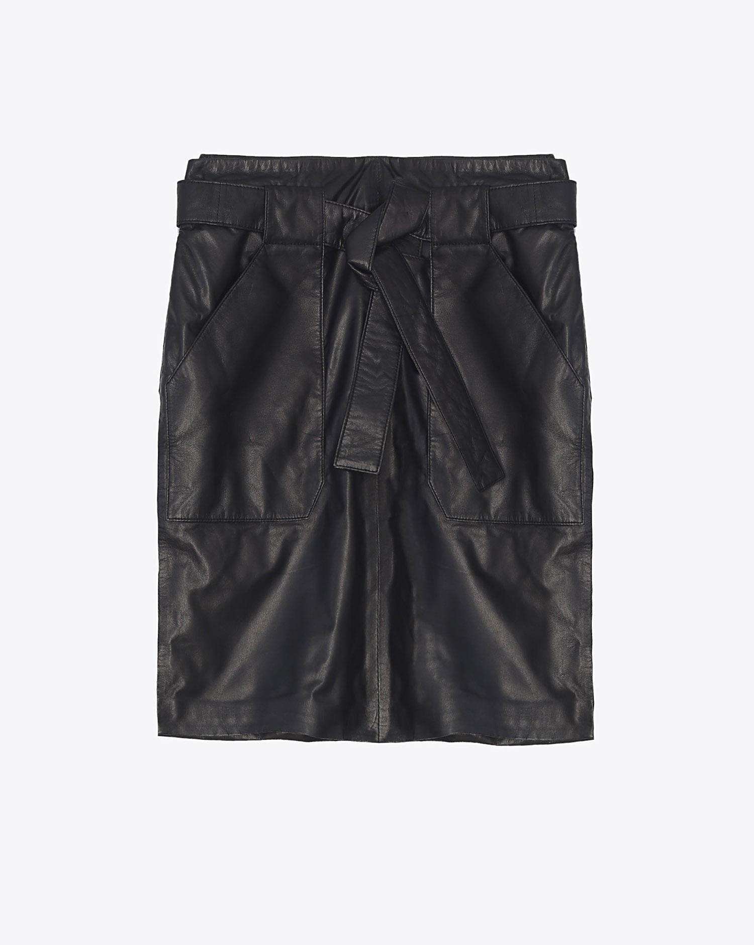 Anine Bing Laurie Leather Skirt - Black   