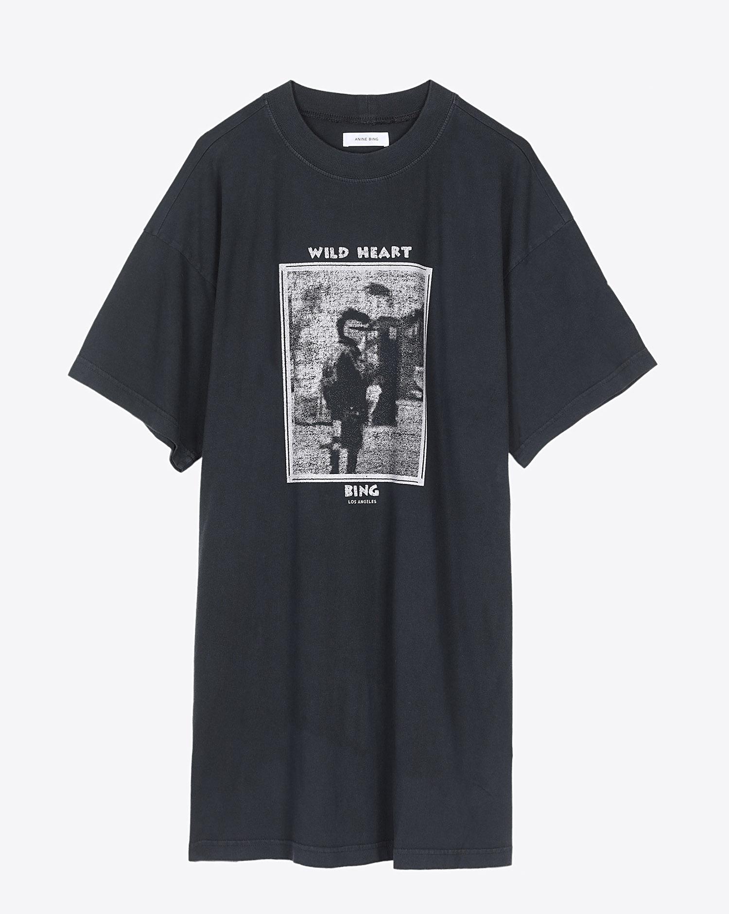 Anine Bing Mohawk Harley Tee Dress - Washed Black  