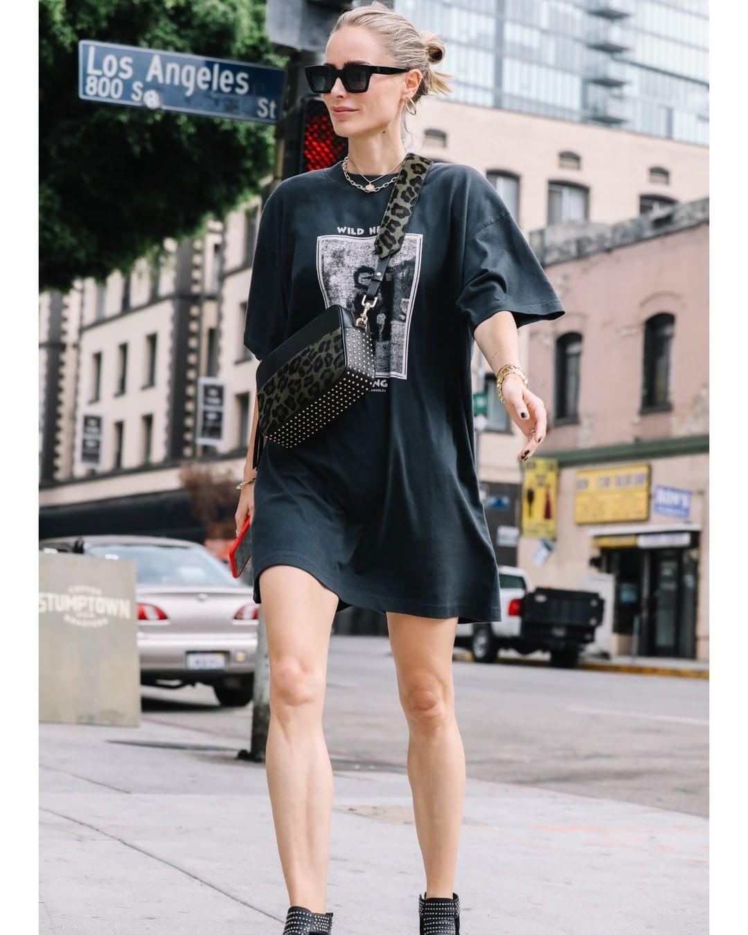 Anine Bing Mohawk Harley Tee Dress - Washed Black  