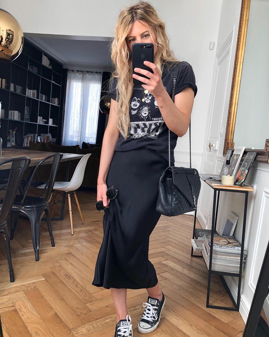Anine Bing Permanent Bar Silk Skirt - Black  