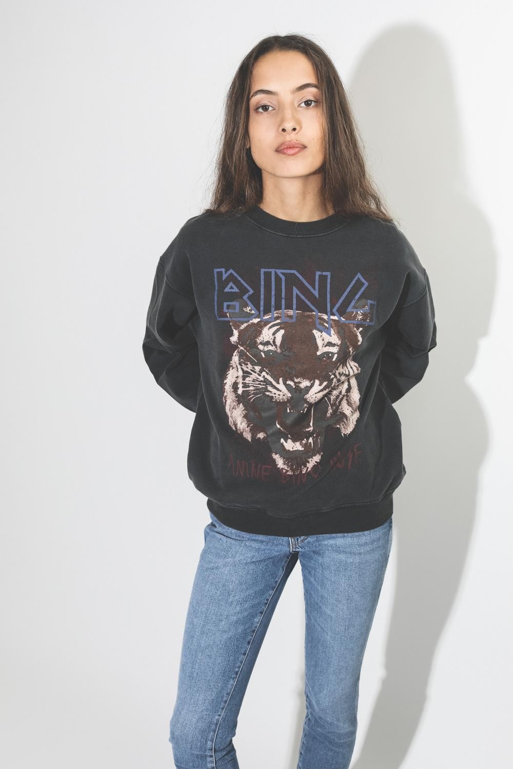 Anine Bing Permanent Tiger Sweatshirt - Black  