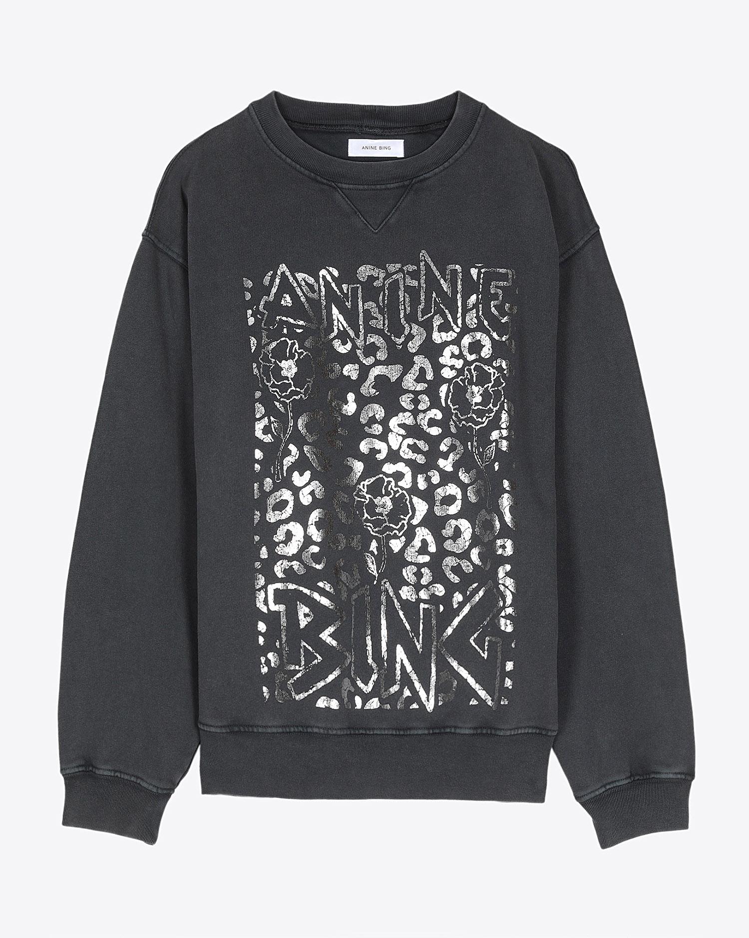 Anine Bing Ramona Panther Sweatshirt - Washed Black  