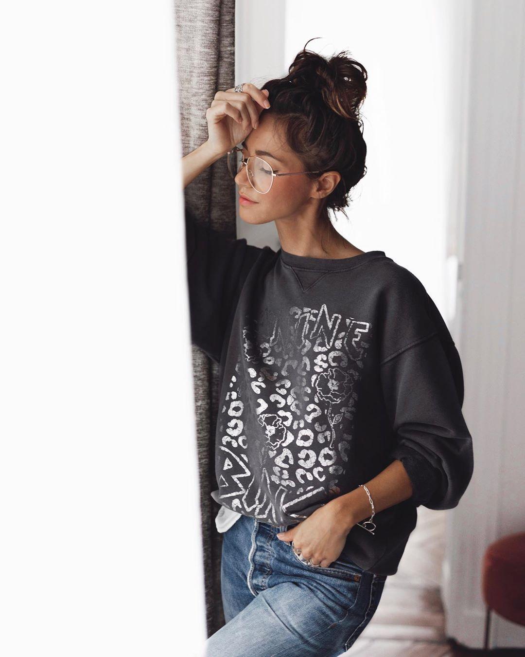Anine Bing Ramona Panther Sweatshirt - Washed Black  