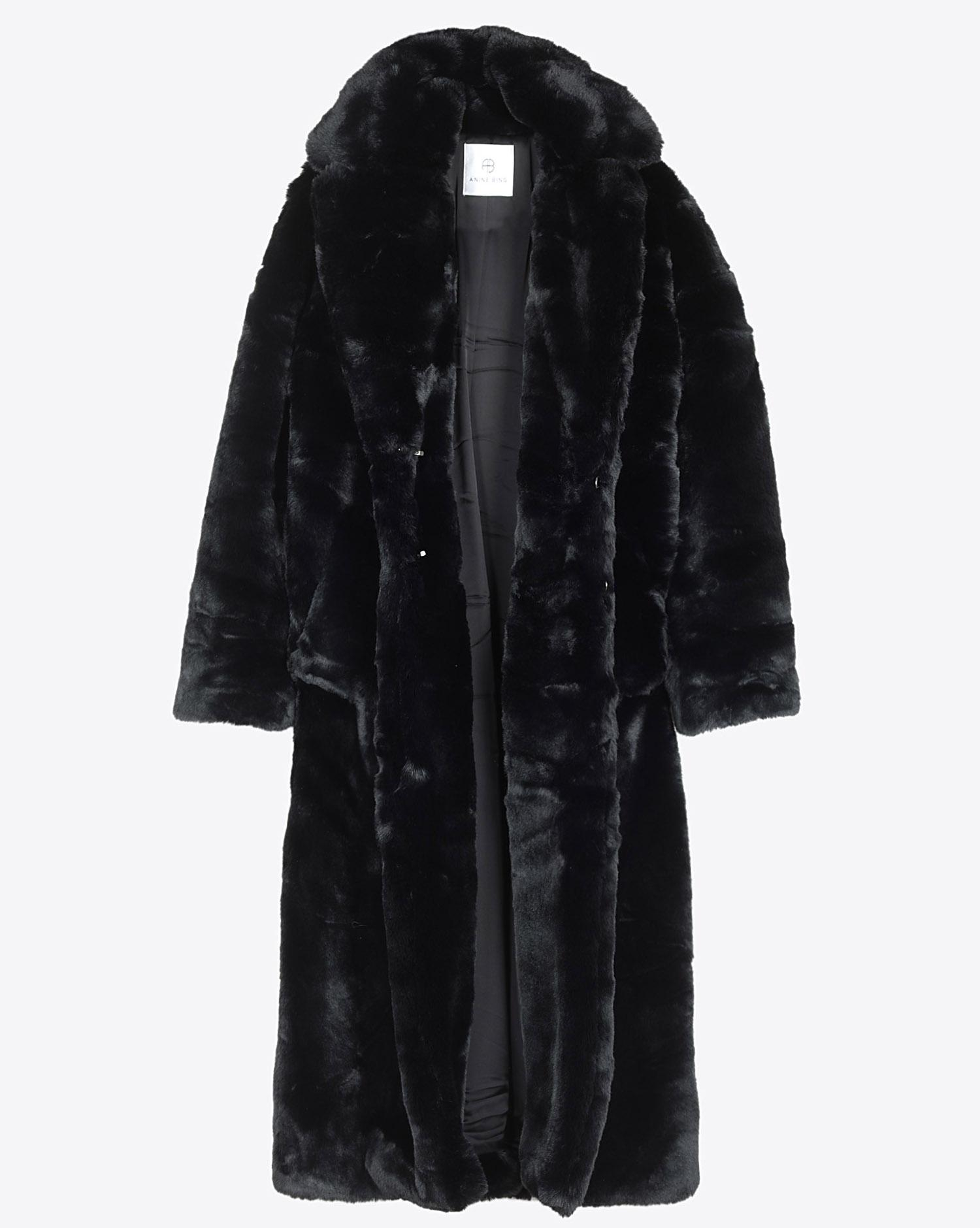 Anine Bing Sasha Faux Fur - Black   
