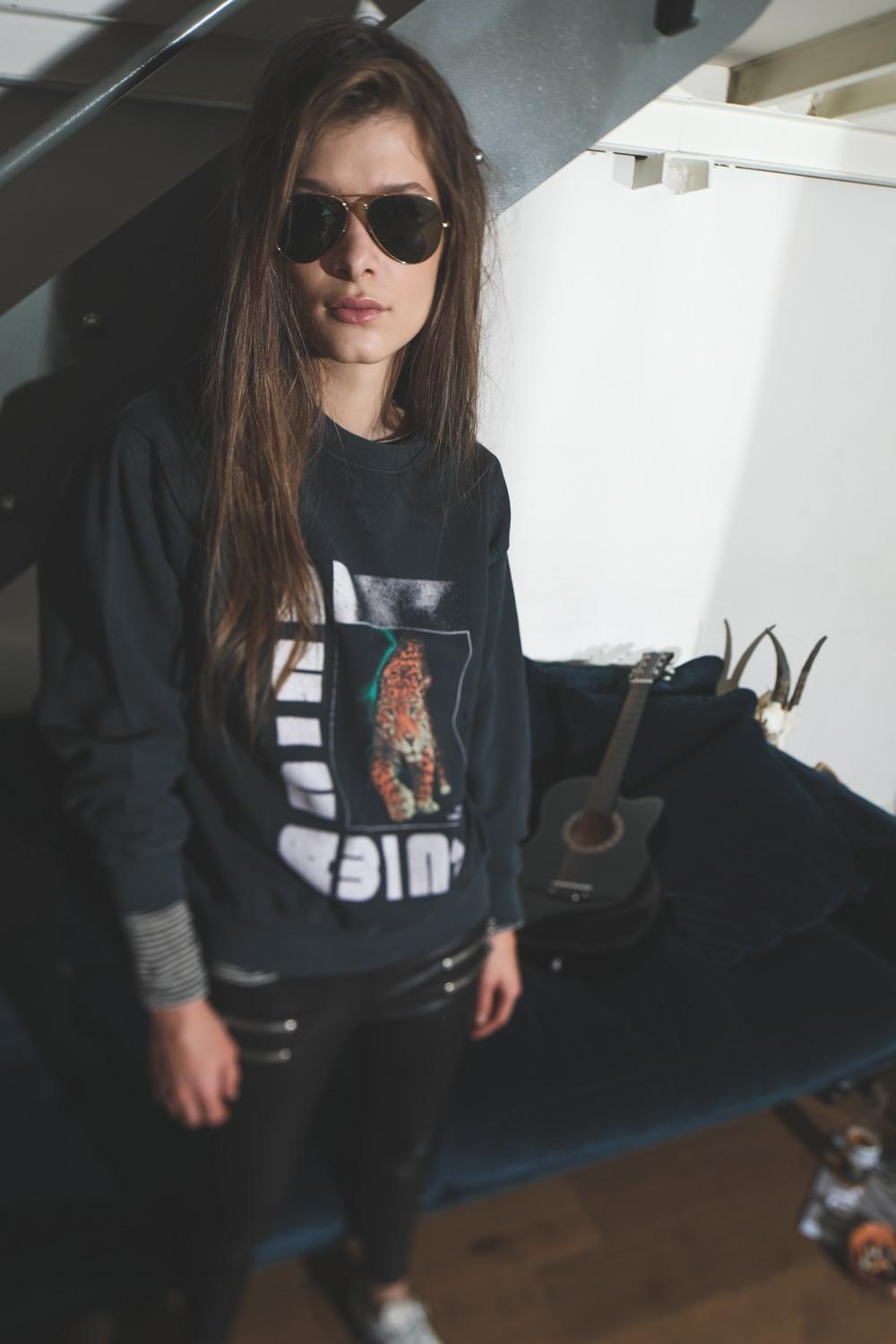 Anine Bing Wild Cat Sweatshirt - Black   