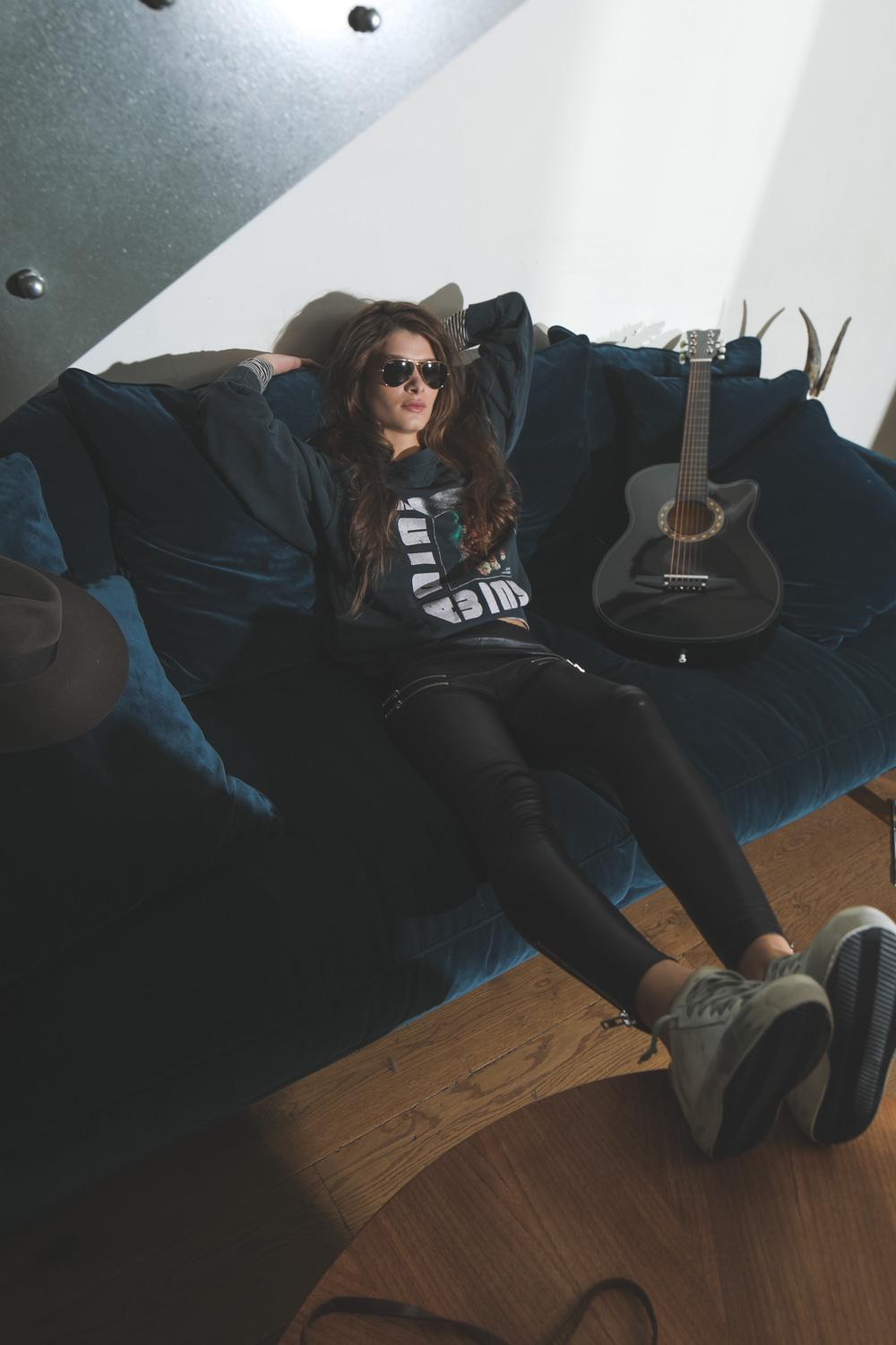 Anine Bing Wild Cat Sweatshirt - Black   