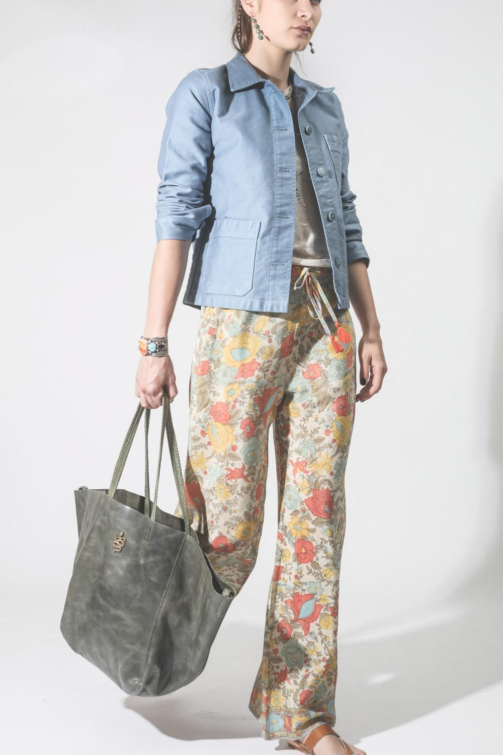 Claris Virot Cabas Felix Lambskin Kaki  