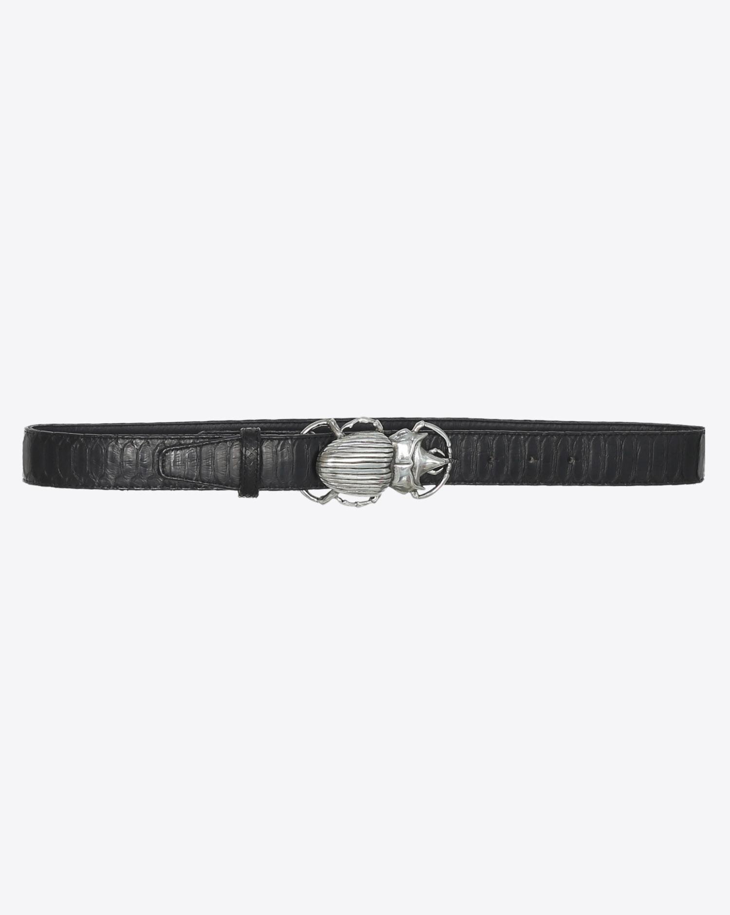 Claris Virot Ceinture Beetle - Cobra Noire Boucle Argent   