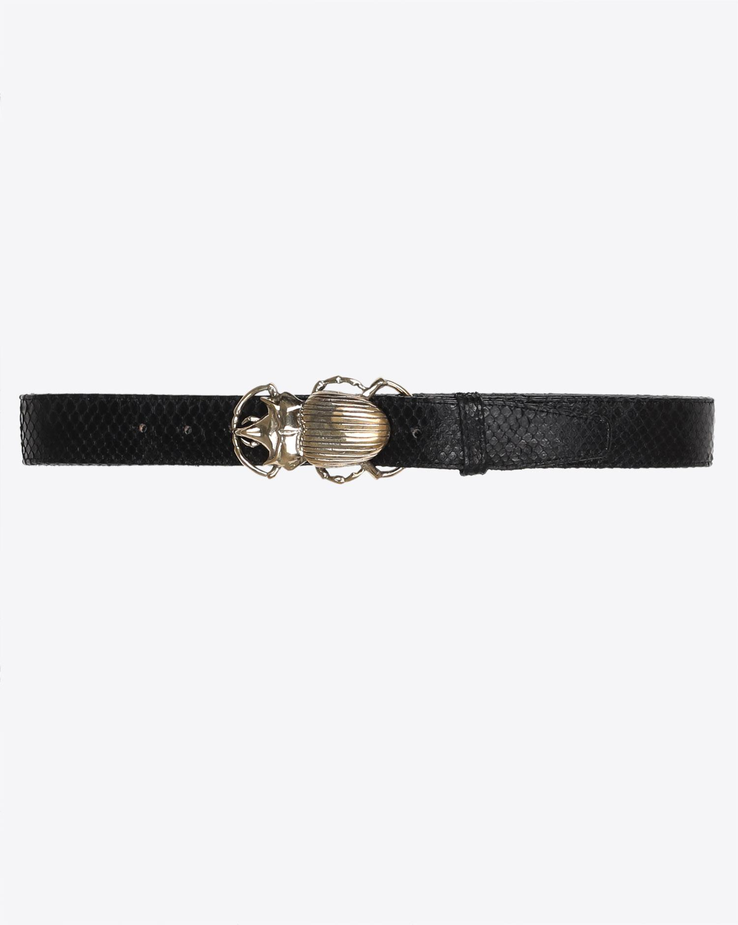 Claris Virot Ceinture Python Beetle - Noire Boucle Or  