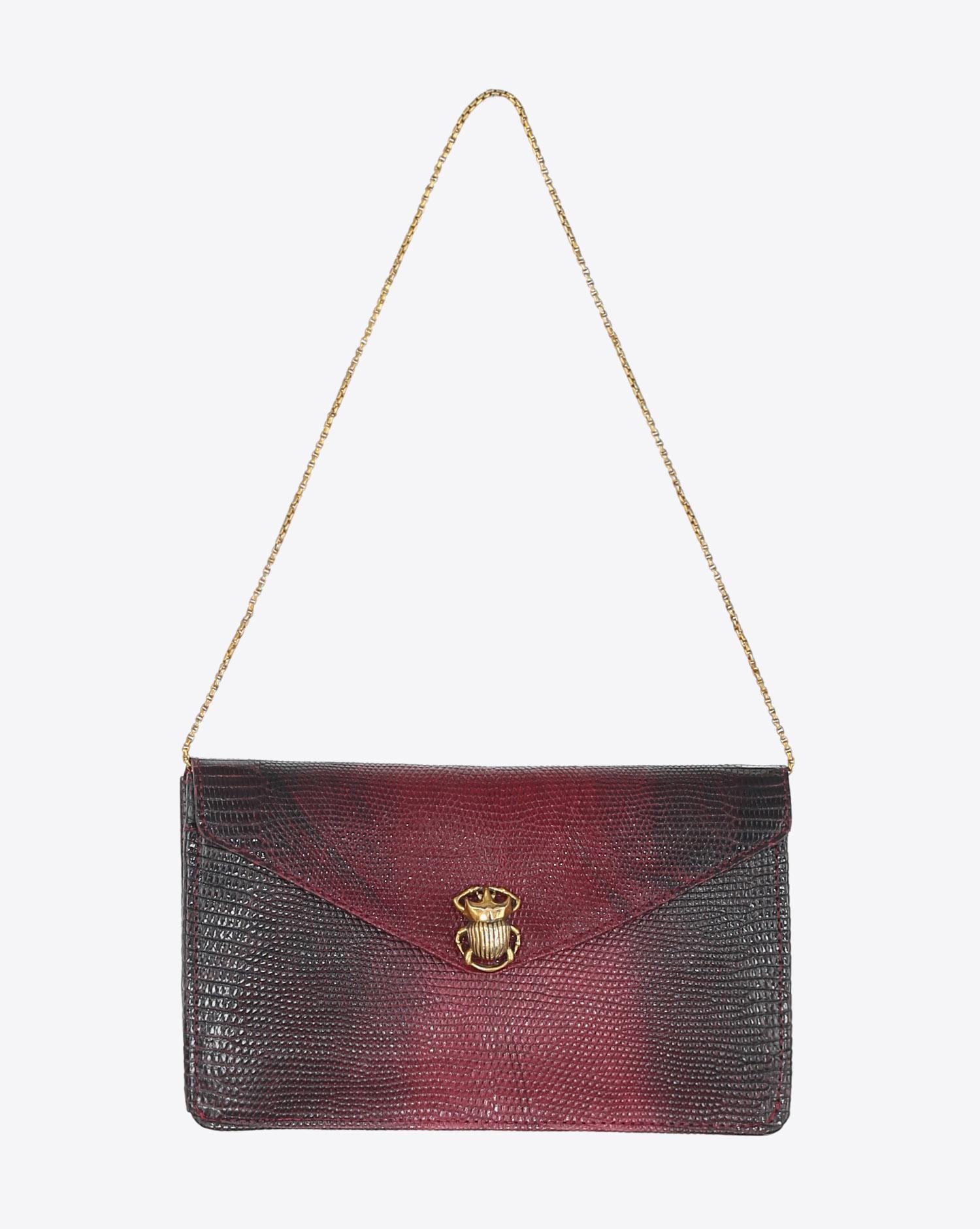 Claris Virot Porte Cartes Lezard Big Alex - Bordeaux Gradation  