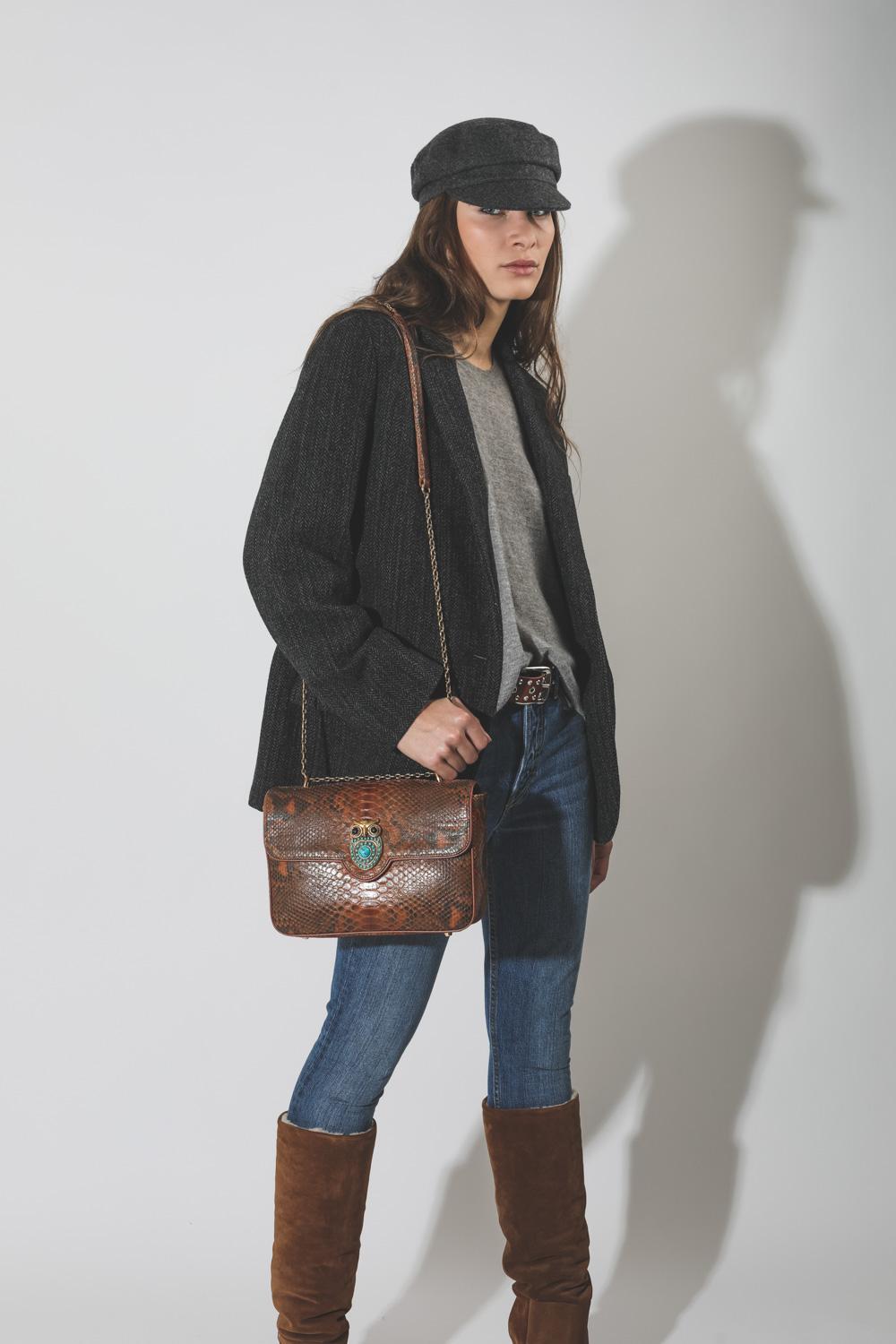 Claris Virot Sac Python Big Ava - Owl Moka  