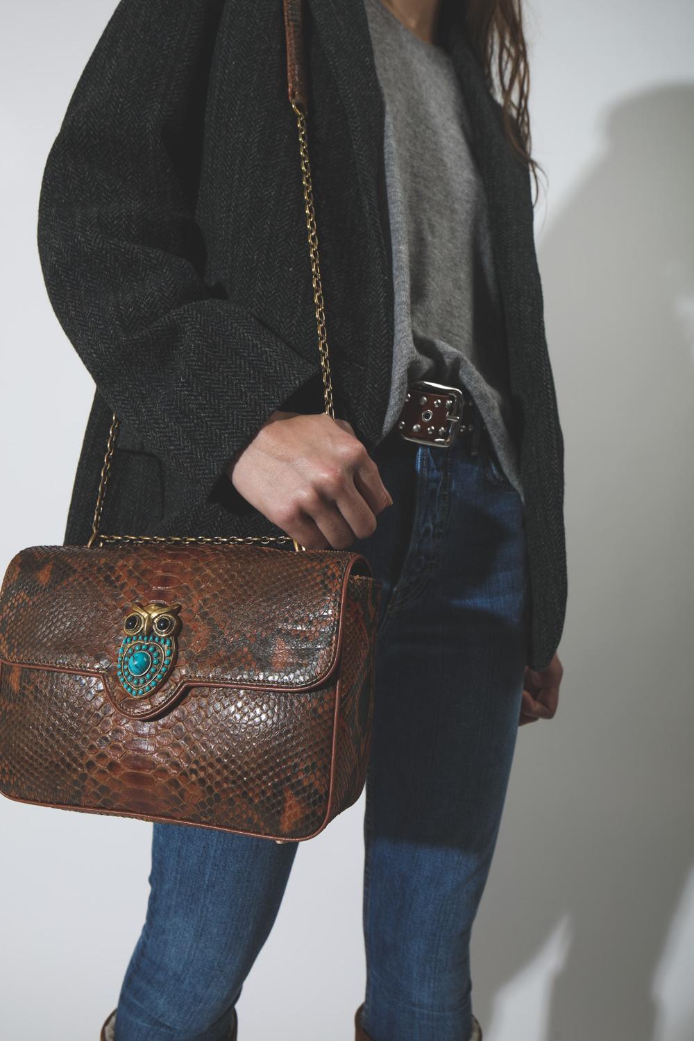 Claris Virot Sac Python Big Ava - Owl Moka  