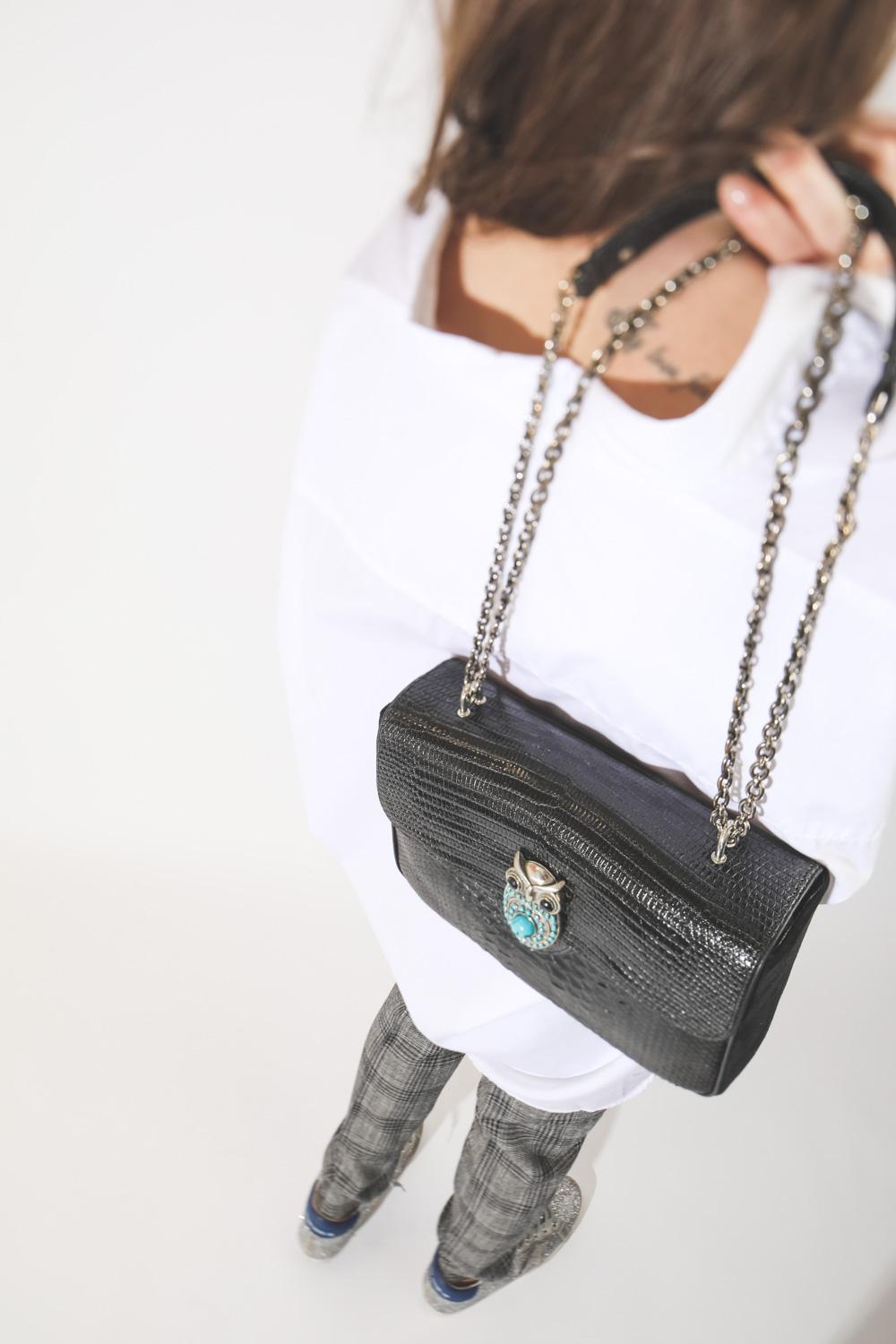 Claris Virot Sac Python Big Ava - Owl Noir  
