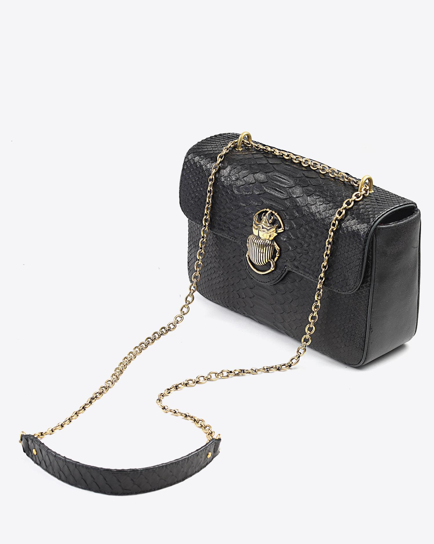 Claris Virot Sac Python Big Ava Beetle Noir   