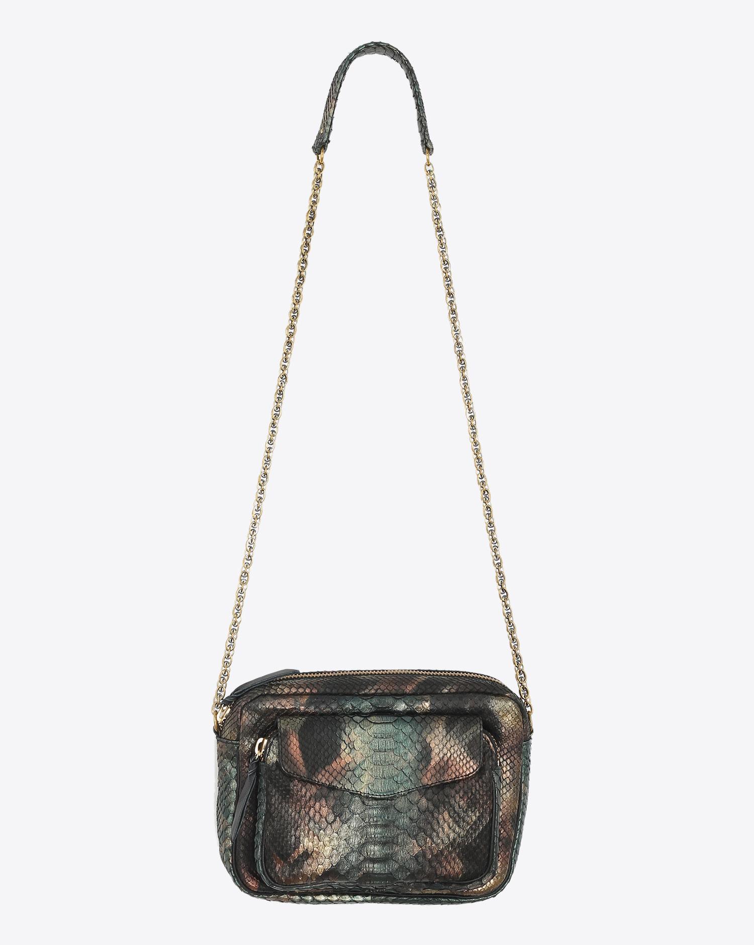 Claris Virot Sac Python Big Charly - New Metallic Peacock Chaine   
