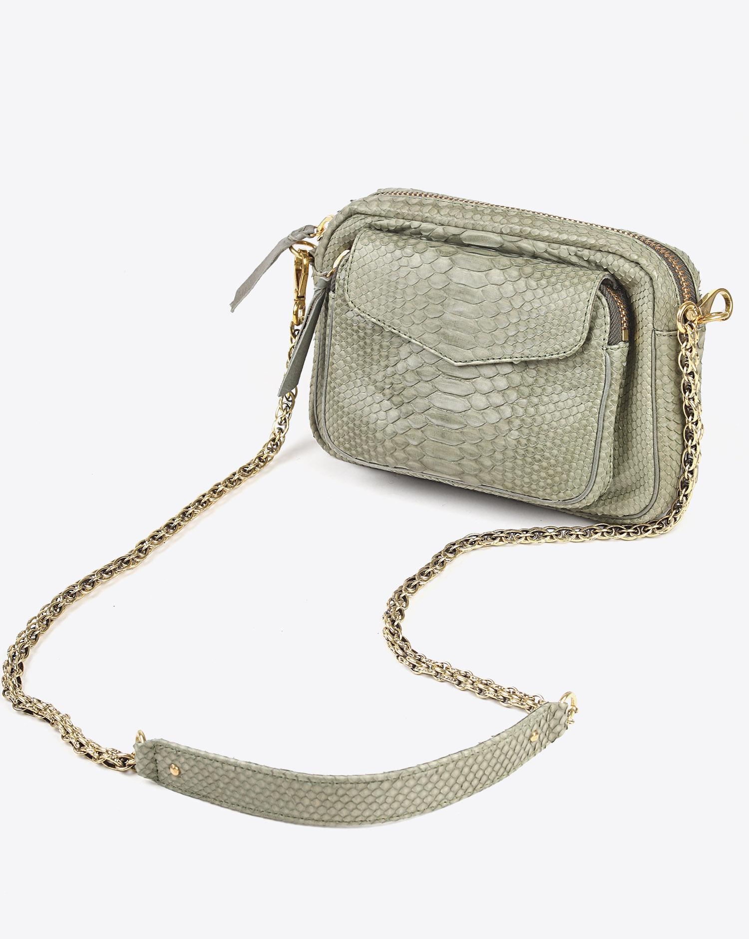 Claris Virot Sac Python Charly Militaire Chaine Or  